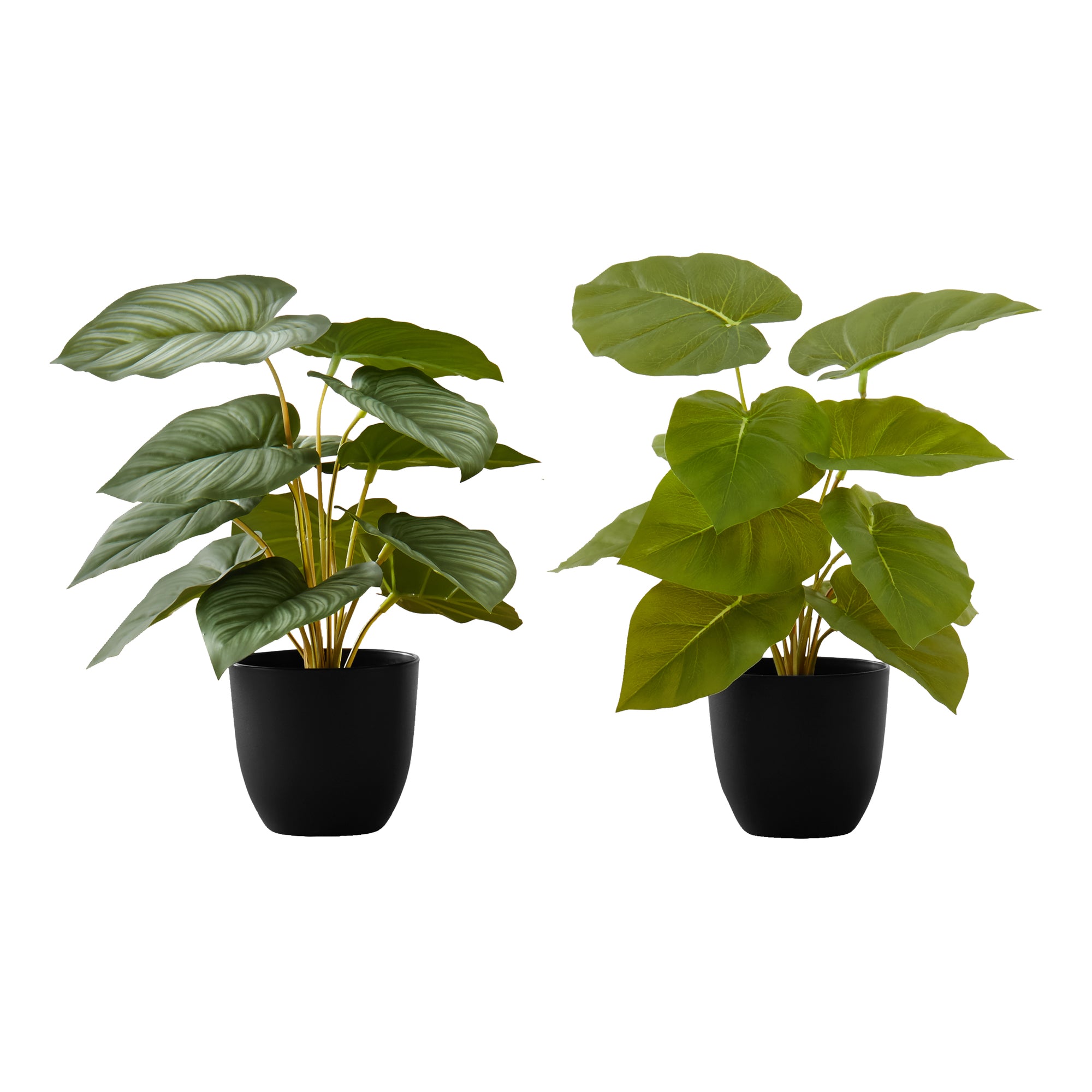 Faux Epipremnum Artificial Plant Set - 13 Inch Tall Indoor Decorative Greenery with Black Pots (Set of 2) - Perfect for Home Office Decor, Living Room & Bedroom Plants