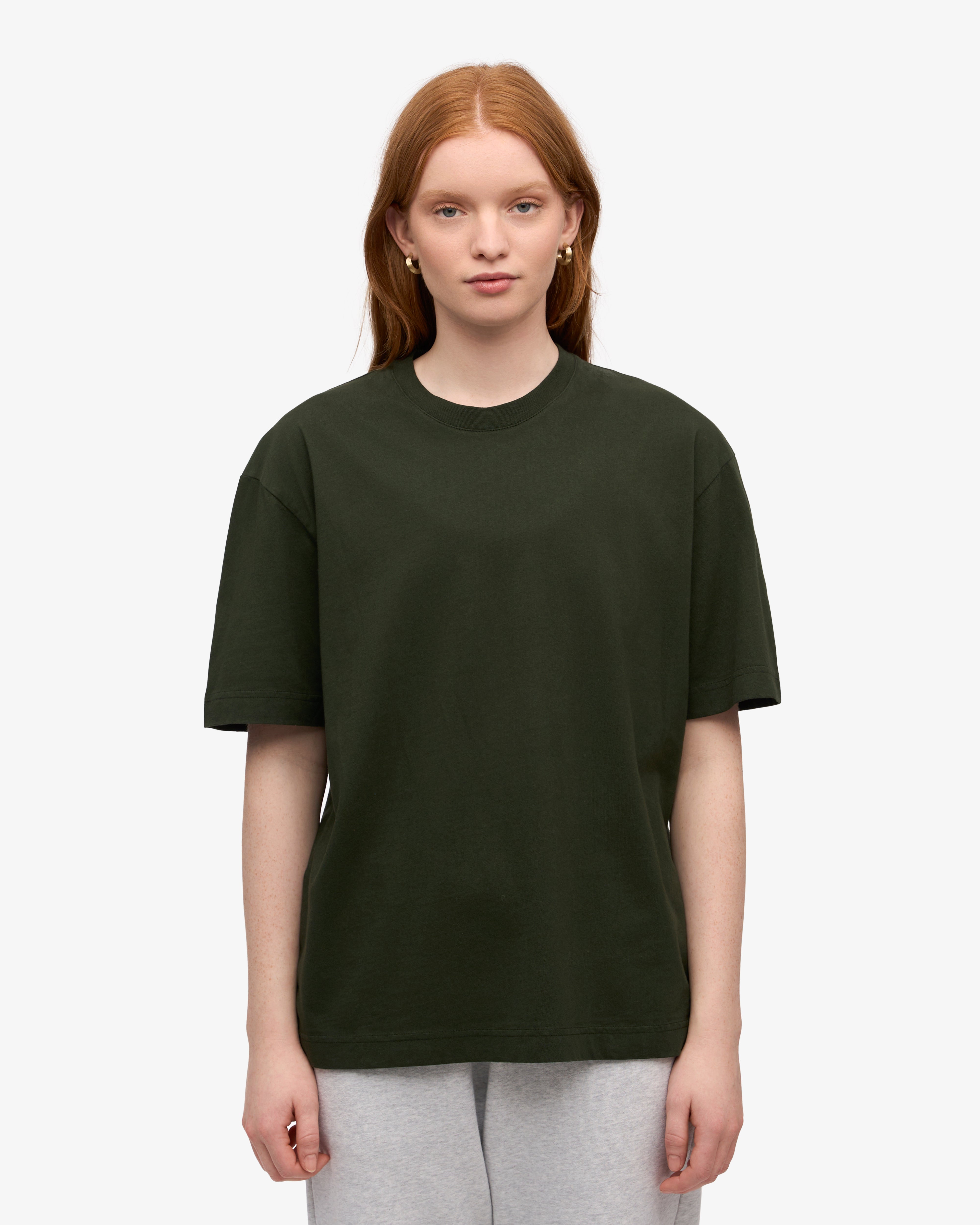 Organic Oversized T-Shirt for Women - Soft & Comfortable Cotton Tee - Hunter Green - Perfect for Casual Wear, Loungewear & Everyday Outfits