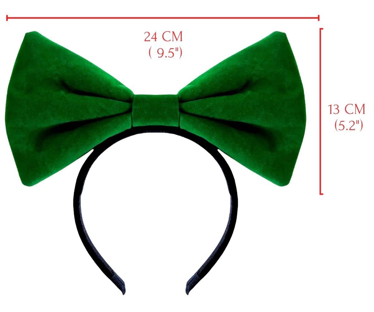 Velvet Green Bow Headbands for Women & Girls - Christmas Party Hair Accessories | Elegant Velvet Hair Bows for Holiday Celebrations, Weddings & Festive Occasions