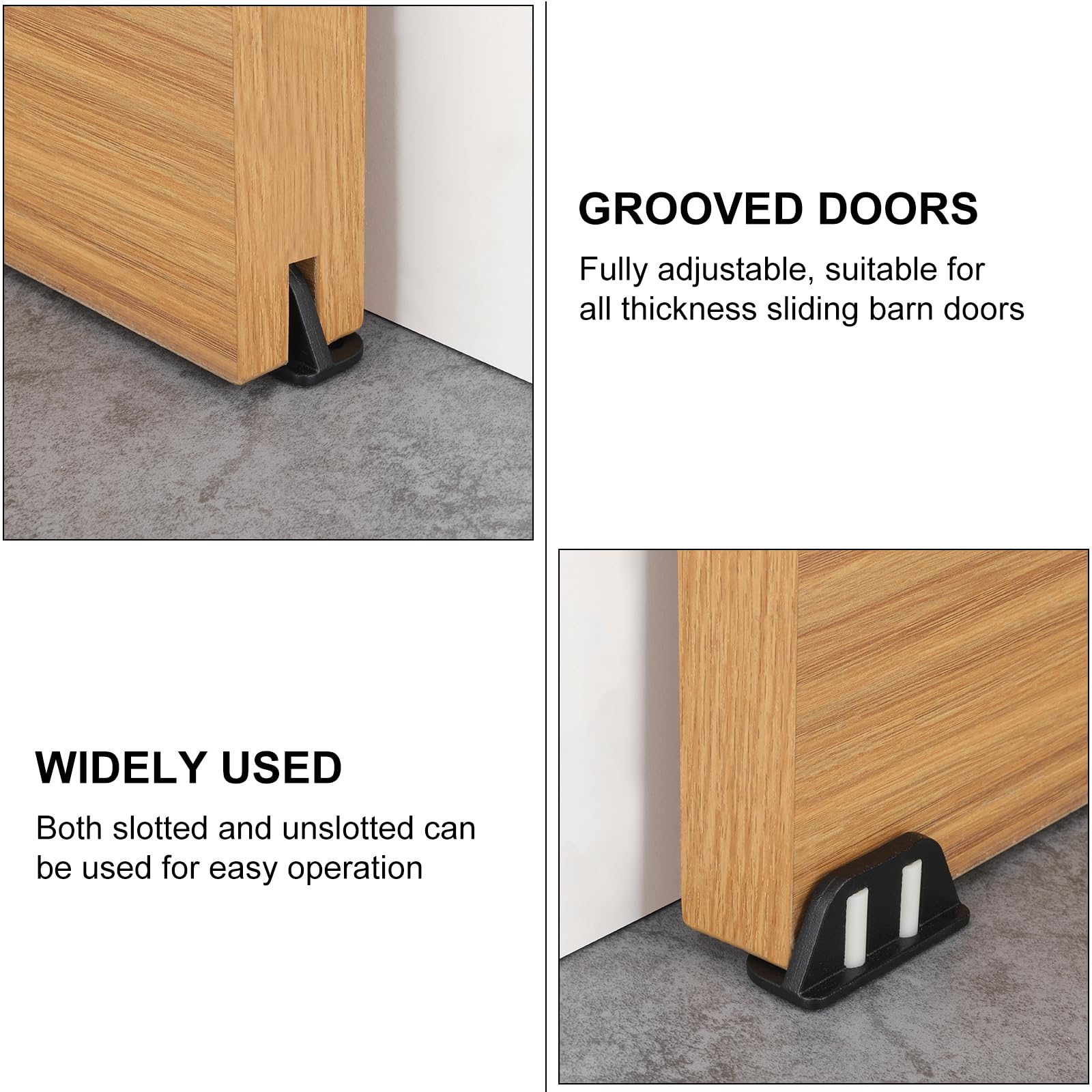 WWFFEN 2 Pack Sliding Barn Door Floor Guide with Bearing Design - Adjustable Bottom Rollers, Heavy Duty Steel Frame for Smooth Door Operation | Perfect for Farmhouse, Rustic & Modern Interior Doors