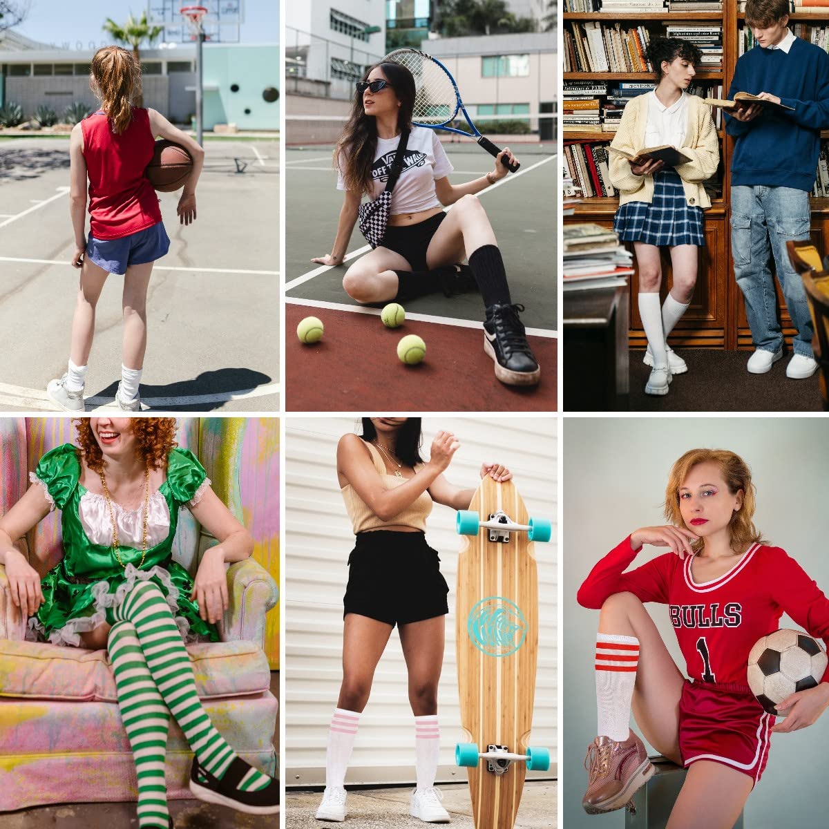 Women's Knee High Athletic Socks - Striped Running & Baseball Socks for Outdoor Sports