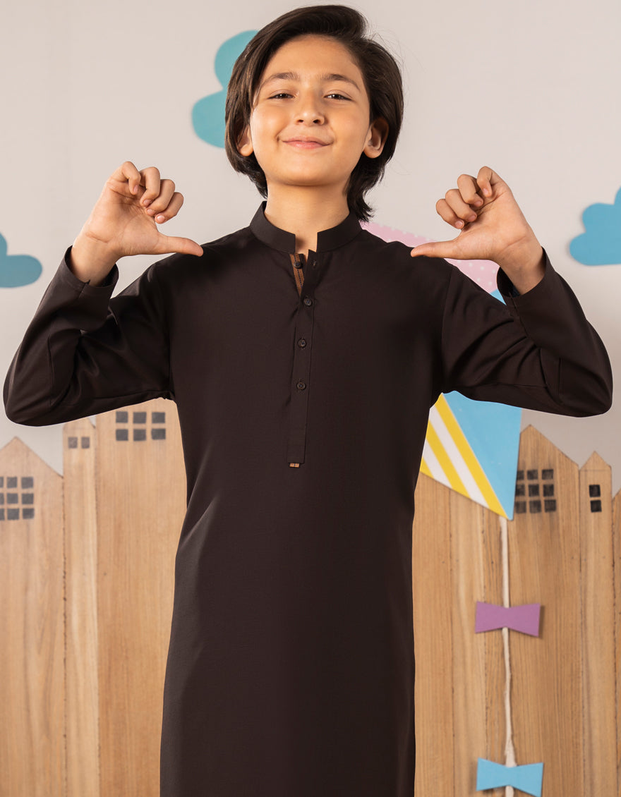Stylish Blended Brown Kurta Trouser by J. Junaid Jamshed - Comfortable Ethnic Wear for Men - Perfect for Eid, Weddings & Special Occasions