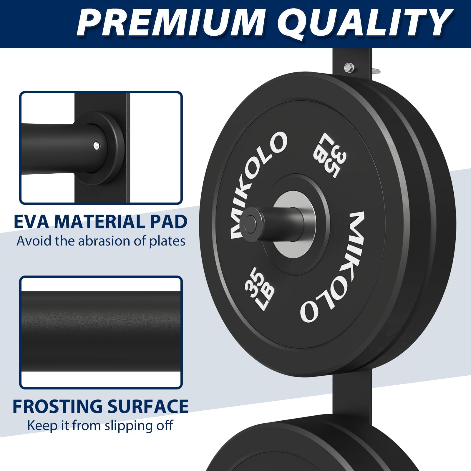 Mikolo Weight Plate Storage Rack - Wall Mounted Bumper Plate Holder for 1