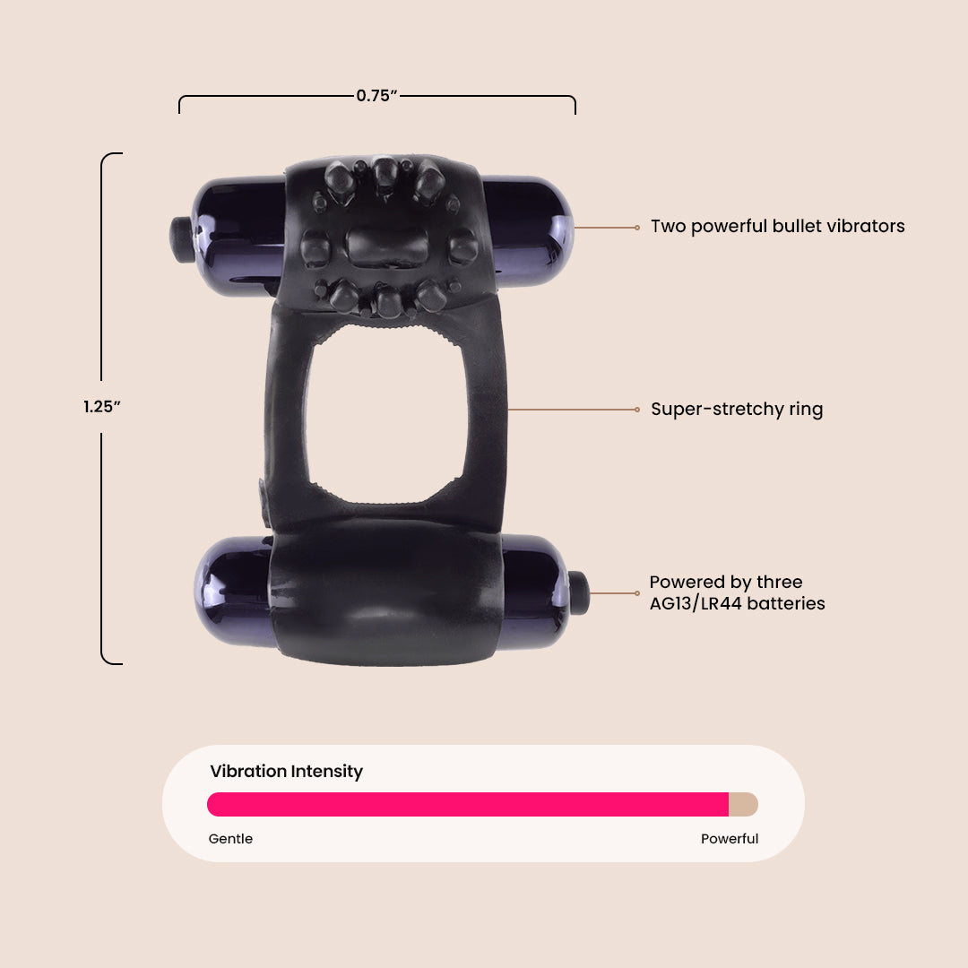 Fantasy C Ringz Duo Vibrating Cock Ring for Couples - Double Bullet Penis Ring for Enhanced Pleasure | Perfect for Foreplay, Couples Play & Spicing Up Your Sex Life