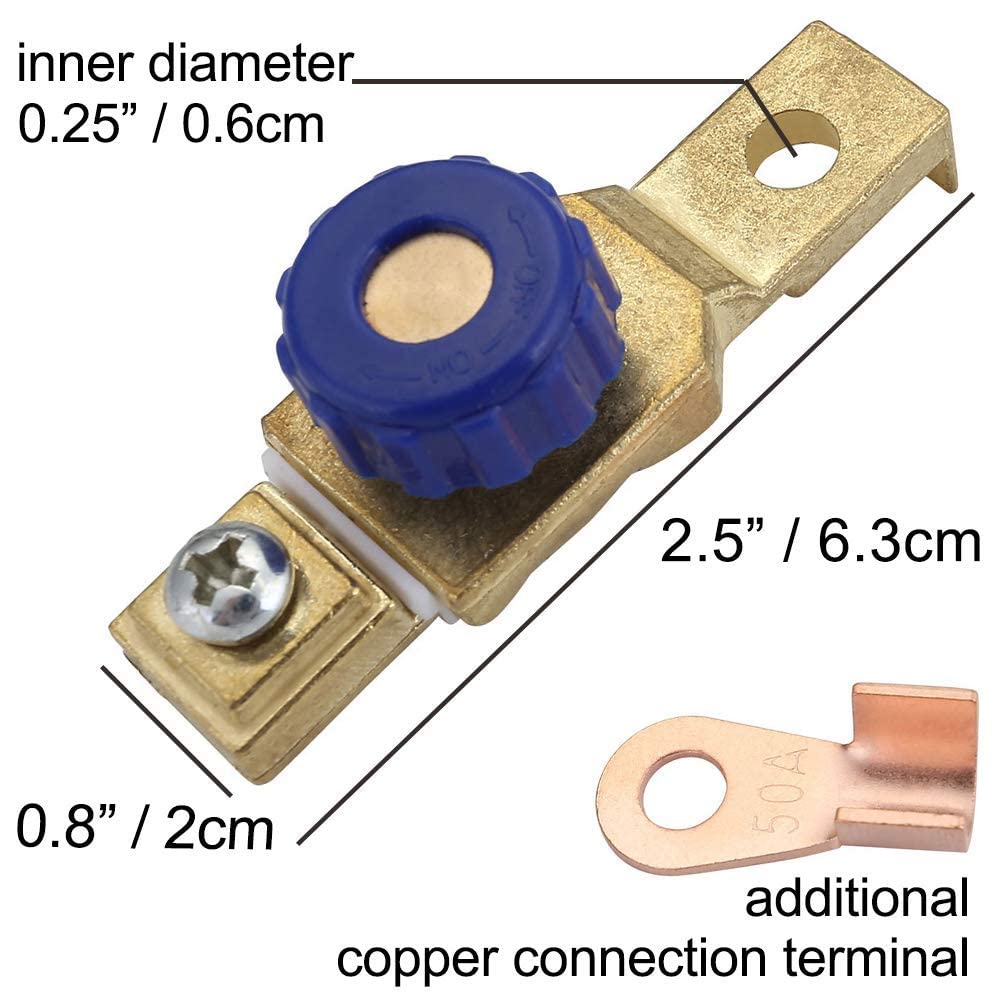 High Current Motorcycle Battery Cut Off Switch - Anti-Leakage Disconnect Terminal for Motorcycles, ATVs & Powersports - Perfect for Long-Term Storage & Winterizing Vehicles