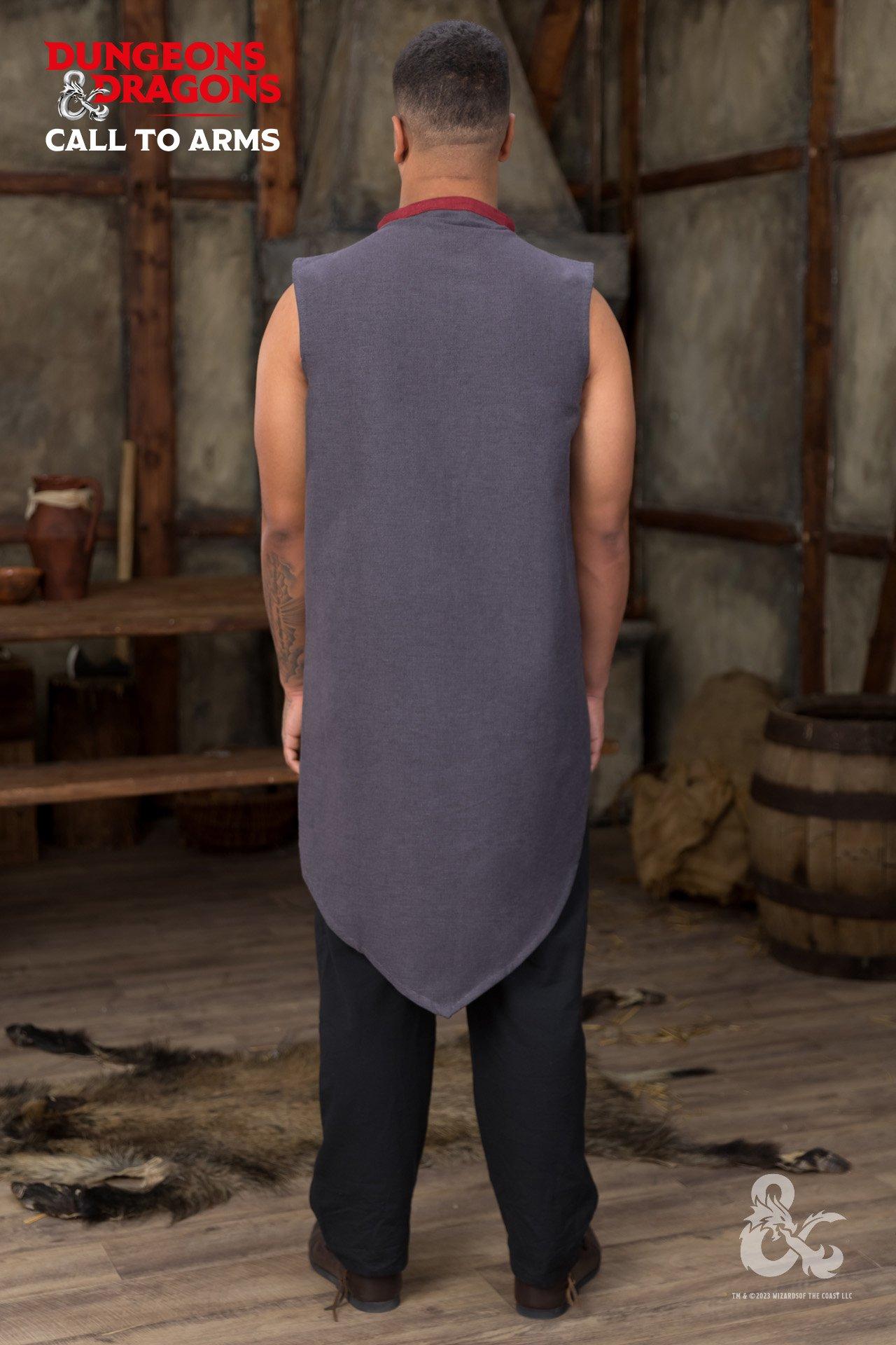 Dungeons & Dragons Sorcerer Costume Sleeveless Tunic - Gray & Red Medieval Fantasy Cosplay Outfit for LARP, D&D Game Nights & Halloween Parties