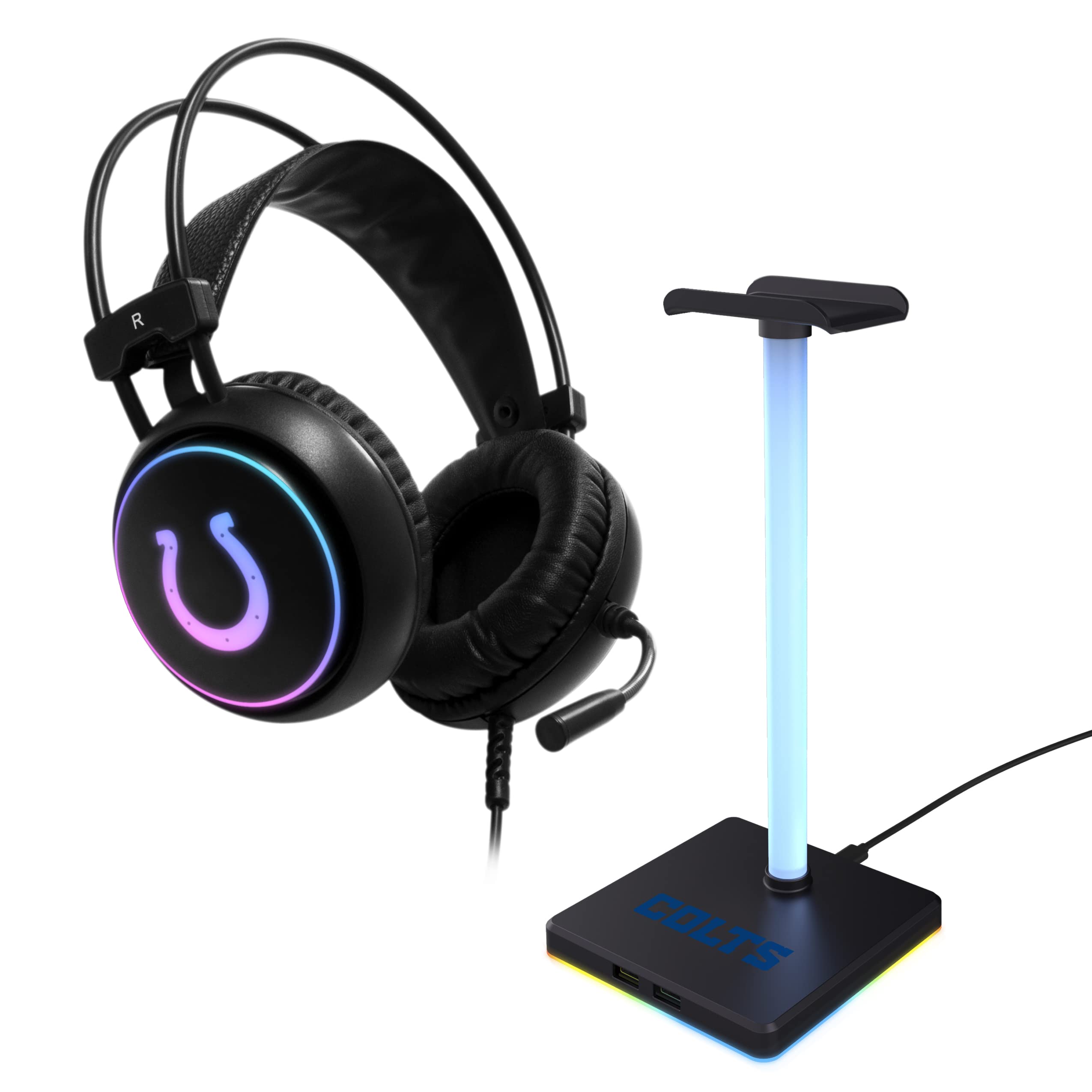 SOAR NFL LED Gaming Headset with Stand - Wireless Bluetooth Headphones with Noise Cancelling Mic for PC/PS5/Xbox - Perfect for Gaming, Streaming & Sports Fans