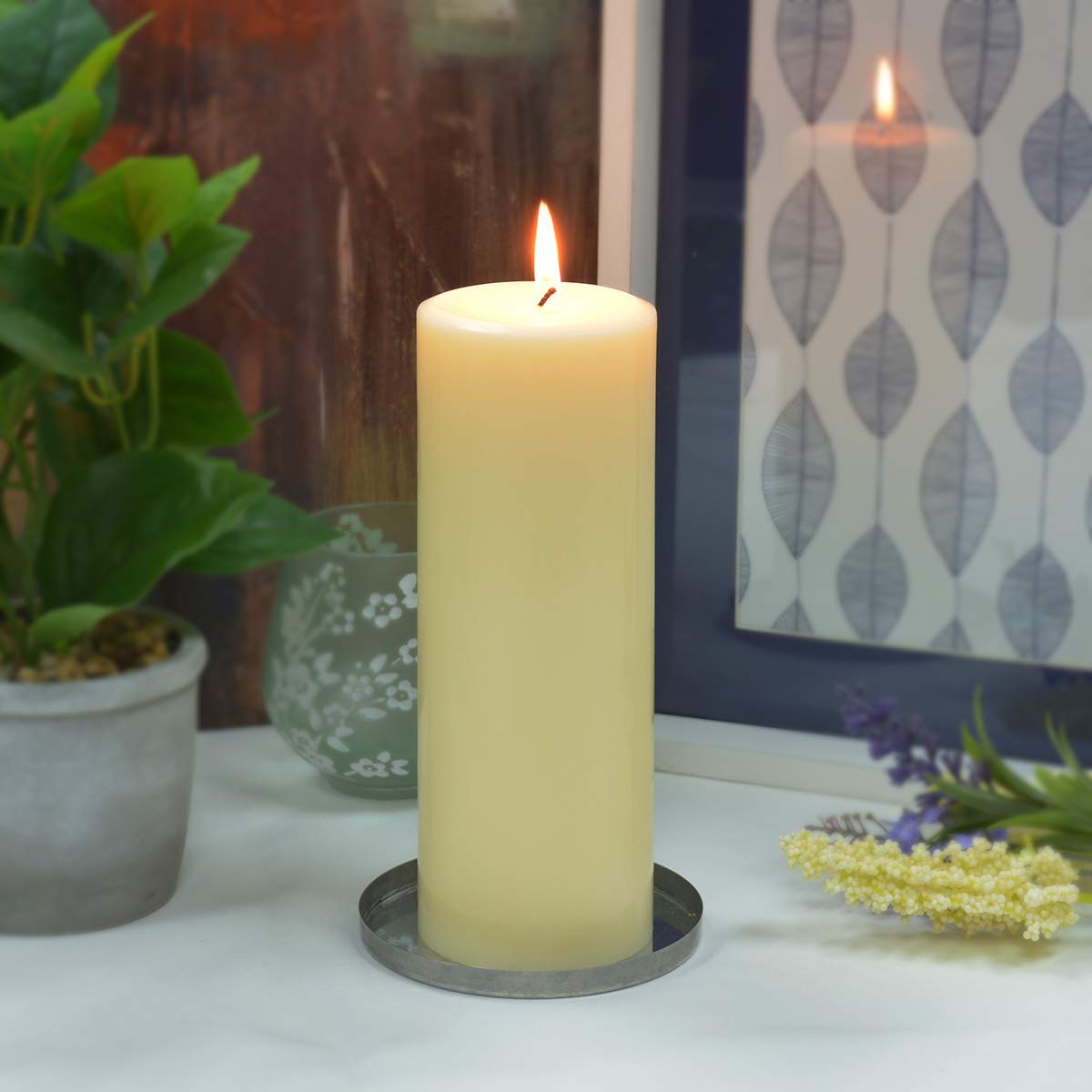 3 x 8 Inch Ivory Pillar Candles - Set of 16, Long-Lasting Dripless Taper Candles for Weddings, Church, Home Decor & Romantic Dinner Lighting