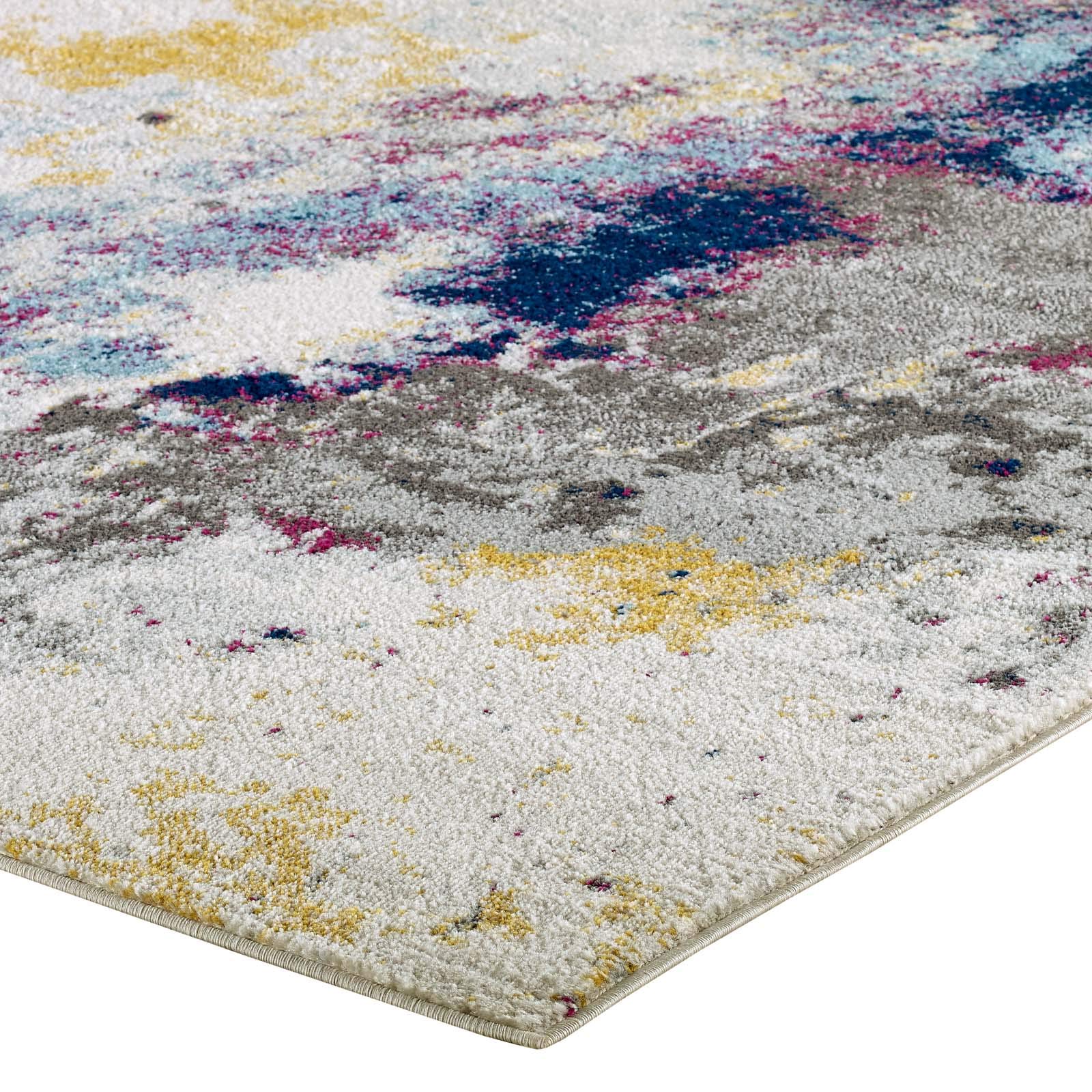 Modern Contemporary Urban Design Blue Area Rug - Soft Fabric Floor Carpet for Living Room, Lounge & Bedroom Decor | Perfect for Home, Office & Apartment Style