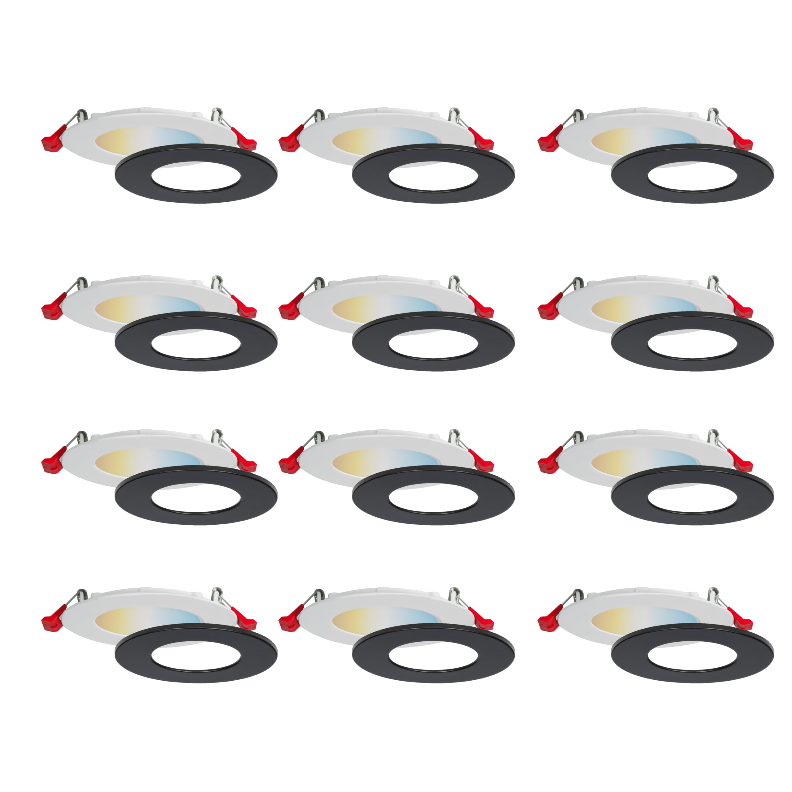 Nadair 12 Pack 3 Inch LED Ultra Slim Recessed Lights - 6W, 450 Lumens, 5 Color Selectable (2700K-5000K), Dimmable, IC Rated, ETL Certified - Perfect for Bedroom, Kitchen, Living Room & Office Lighting