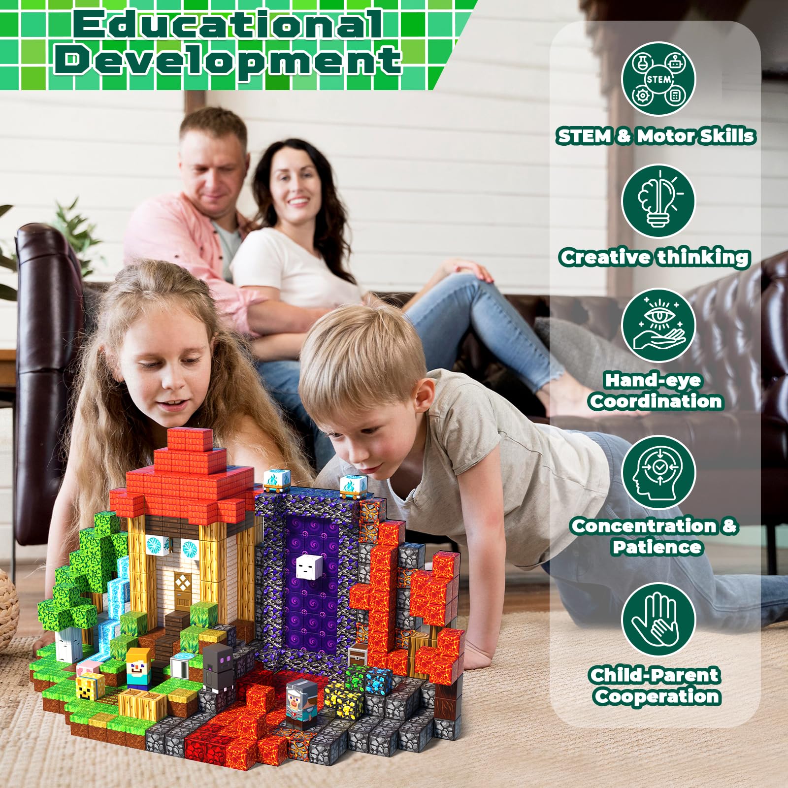 150PCS Magnetic Building Blocks Set - STEM Educational Construction Toys for Kids Ages 3+ | Montessori Learning Toys for Boys & Girls | Birthday Gift Idea | Perfect for Classroom, Home Play & Creative Development