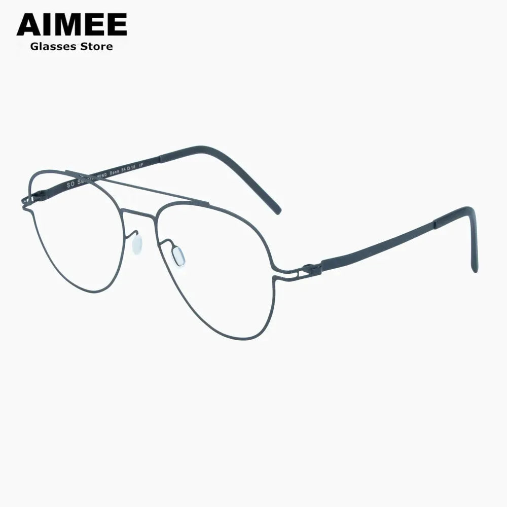 Aimee Unisex Full Rim Round Double Bridge Steel Eyeglasses 14657 | Stylish Lightweight Metal Frame Glasses for Men & Women | Perfect for Reading, Work, and Everyday Fashion