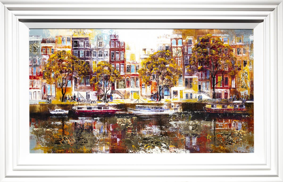 Amsterdam Reflections Original Canvas Art Print - Stunning Cityscape Wall Decor for Living Room, Bedroom & Office