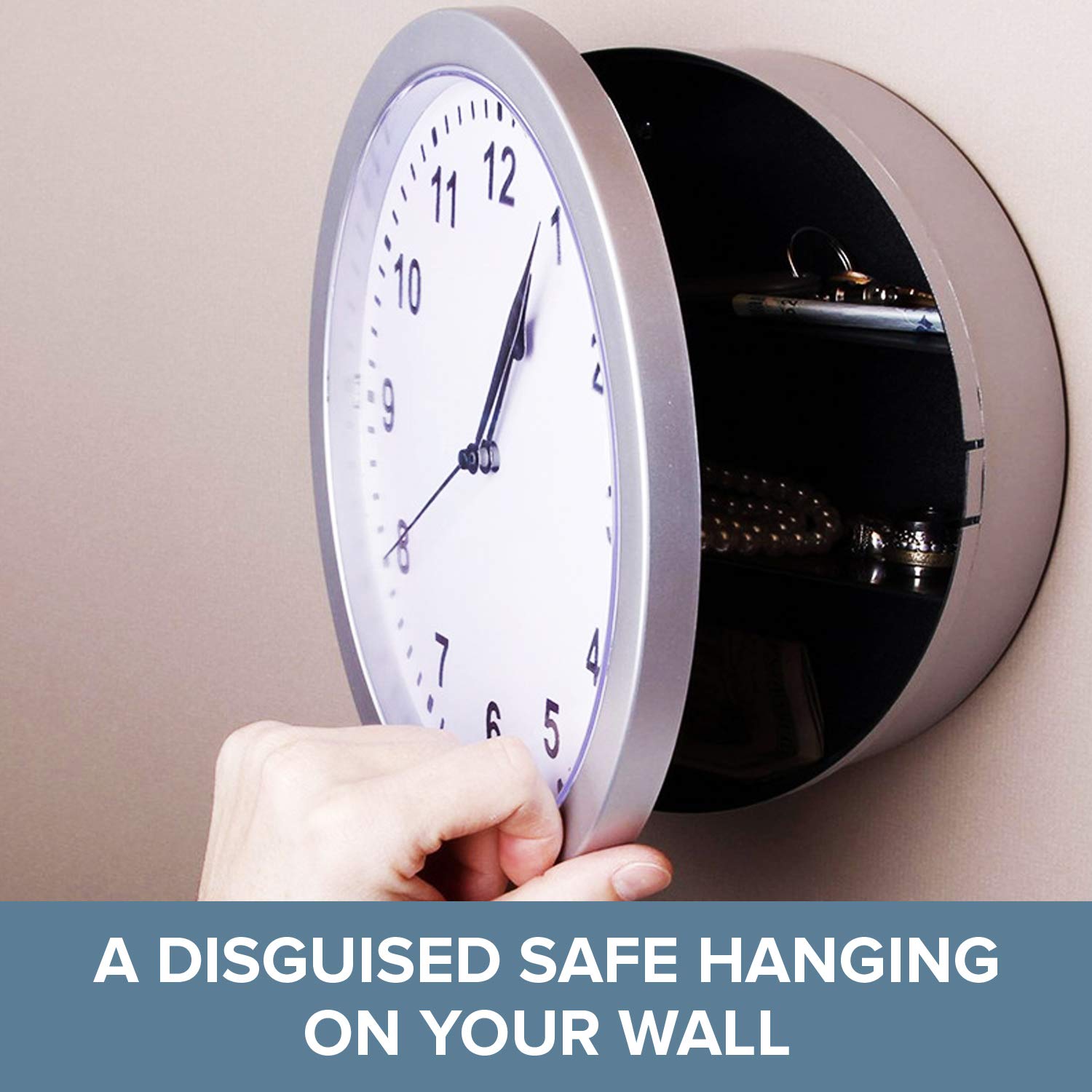 DL Wall Clock with Hidden Safe Box - 10 Inch Concealed Storage Wall Clock | Diversion Safe with Secret Compartment | Perfect for Home Security, Valuables Storage & Office Use