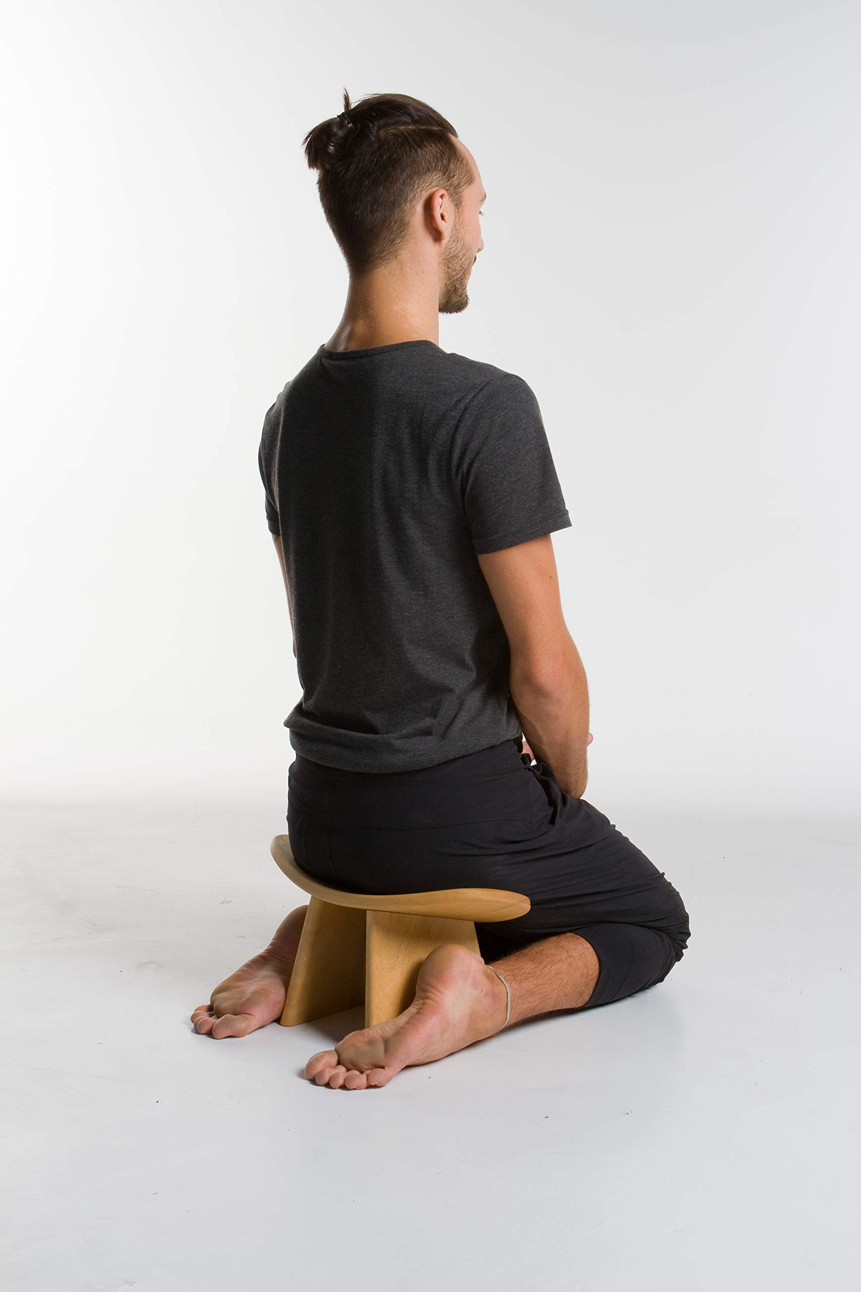 IKUKO Solid Wood Meditation Bench - Handmade Eco-Friendly Kneeling Seat for Yoga & Zen Practice - Ergonomic Seiza Stool for Home, Studio & Temple Use
