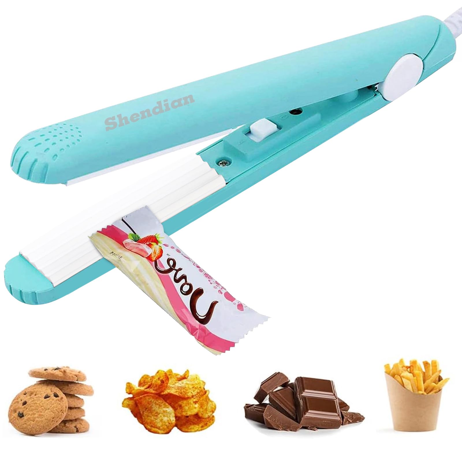 Mini Bag Sealer - Portable Handheld Plastic Bag Heat Sealer for Food Storage, Snack Bags & Chip Bags | Food Saver & Resealer Machine (Blue) | Perfect for Kitchen, Travel & Camping