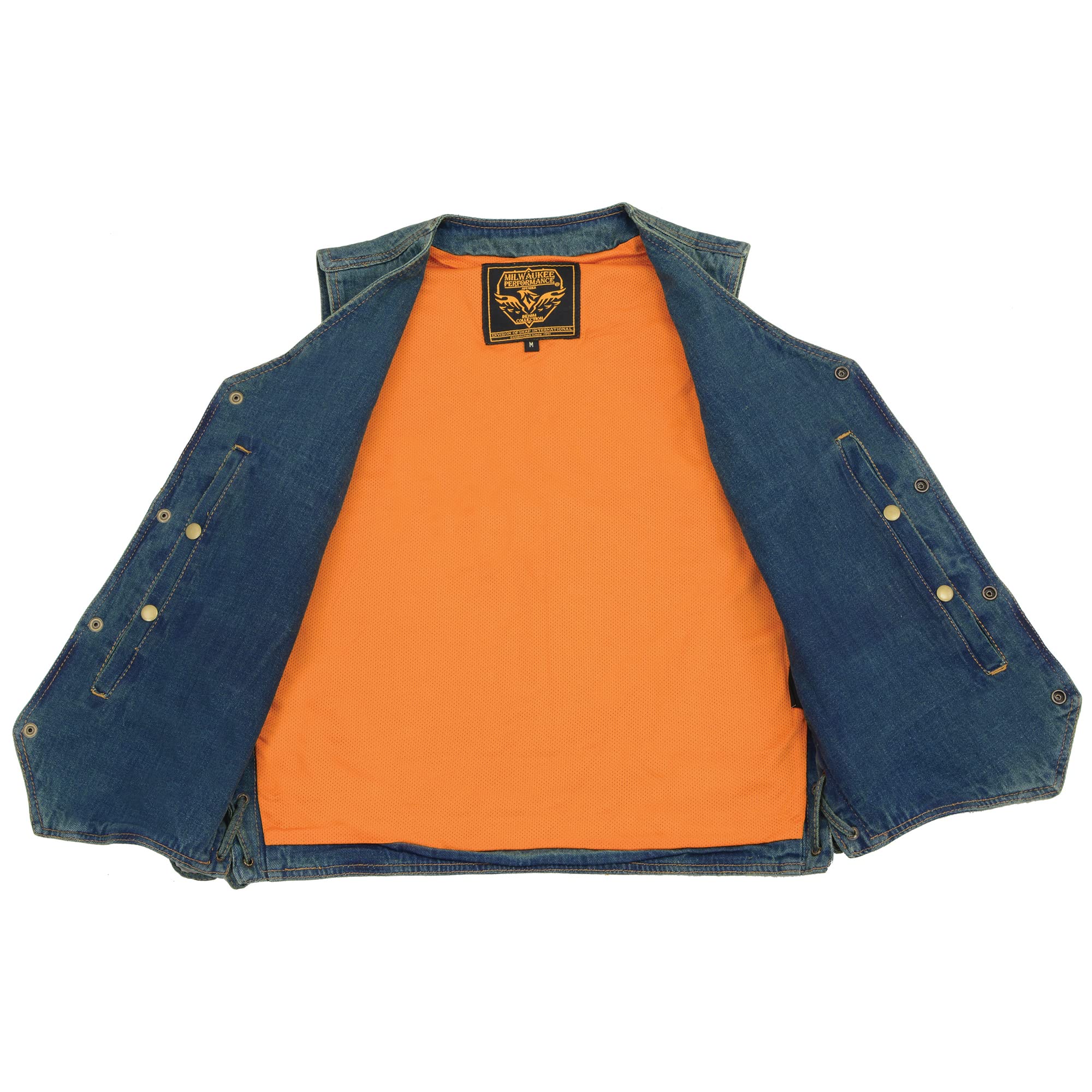Milwaukee Men's 100% Cotton Side Lace Blue Denim Vest - Casual Workwear & Outdoor Jacket for Men | Perfect for Construction, Motorcycle Riding & Street Style Fashion