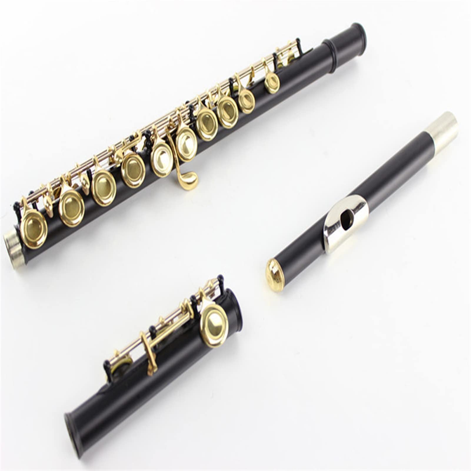 Professional 16-Hole Closed Hole C Key Flute - Silver Plated Copper Student Flute with Black Finish | Perfect for Beginners, Band Practice & Music Classes