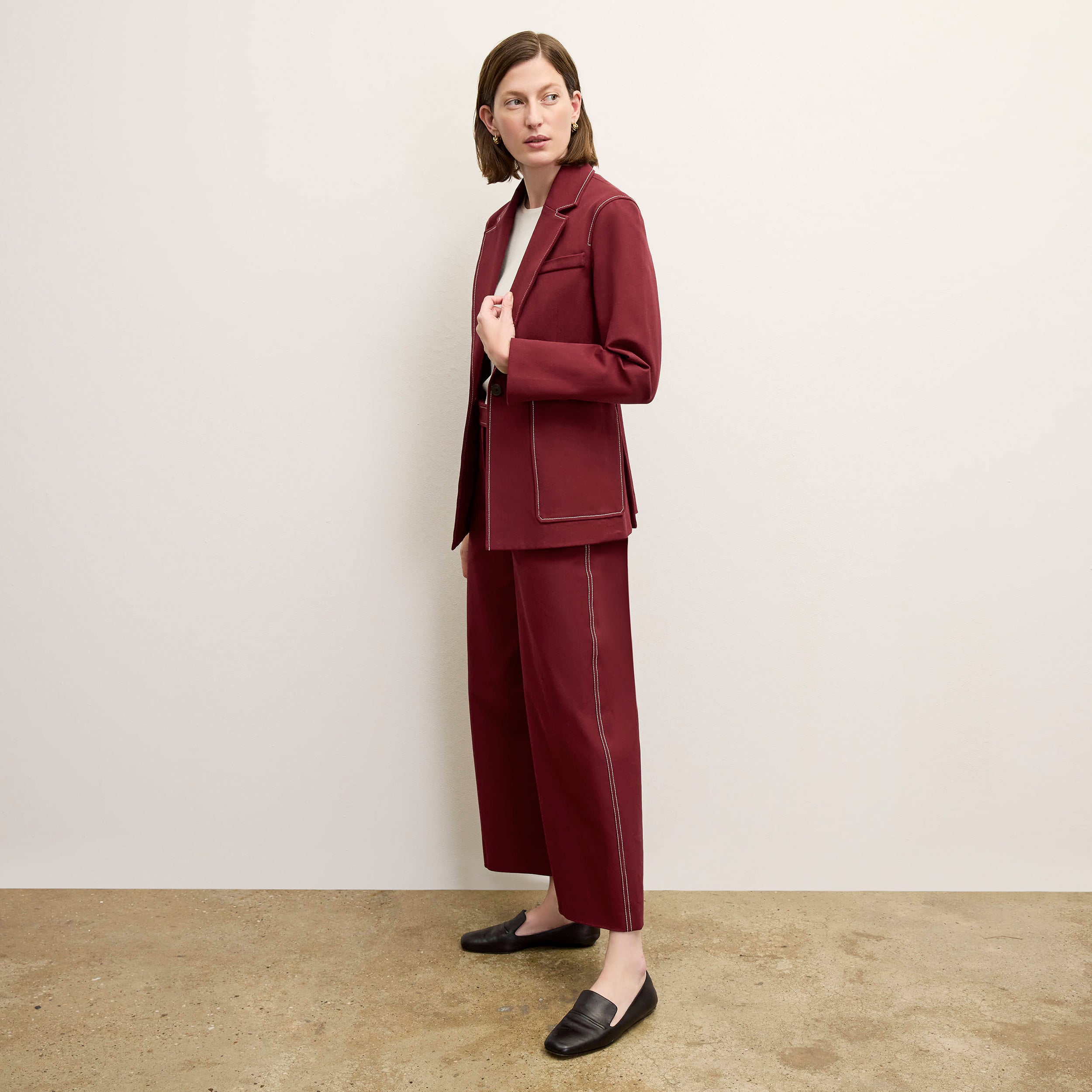 Grenville Jacket - Eco-Friendly Contrast Stitch Denim Alternative in Berry Jam Color | Perfect for Casual Outings & Outdoor Adventures