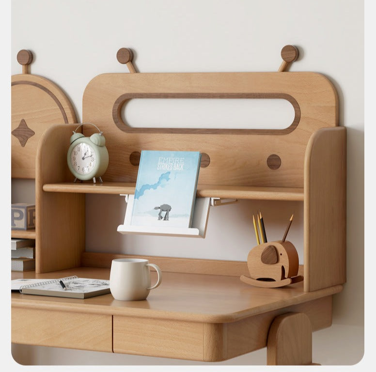 Premium Oak & Beech Solid Wood Multi-Layer Desktop Shelf - Sturdy & Stylish Organizer for Home Office, Study, or Workspace - Perfect for Books, Plants, and Office Supplies