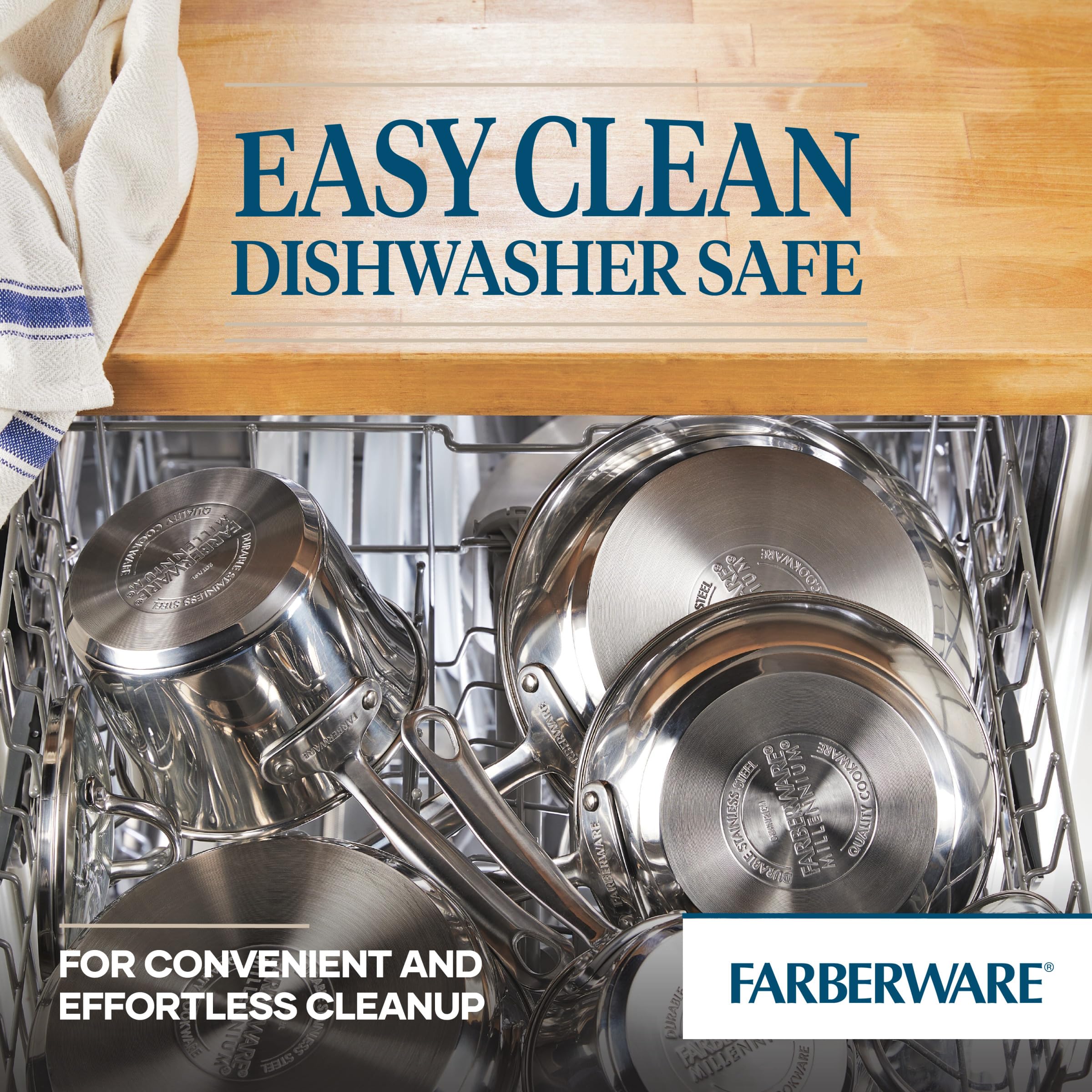 Farberware Millennium 10-Piece Stainless Steel Cookware Set - Pots and Pans for Professional Cooking, Boiling, Frying & Baking | Perfect for Home Chefs & Kitchen Enthusiasts