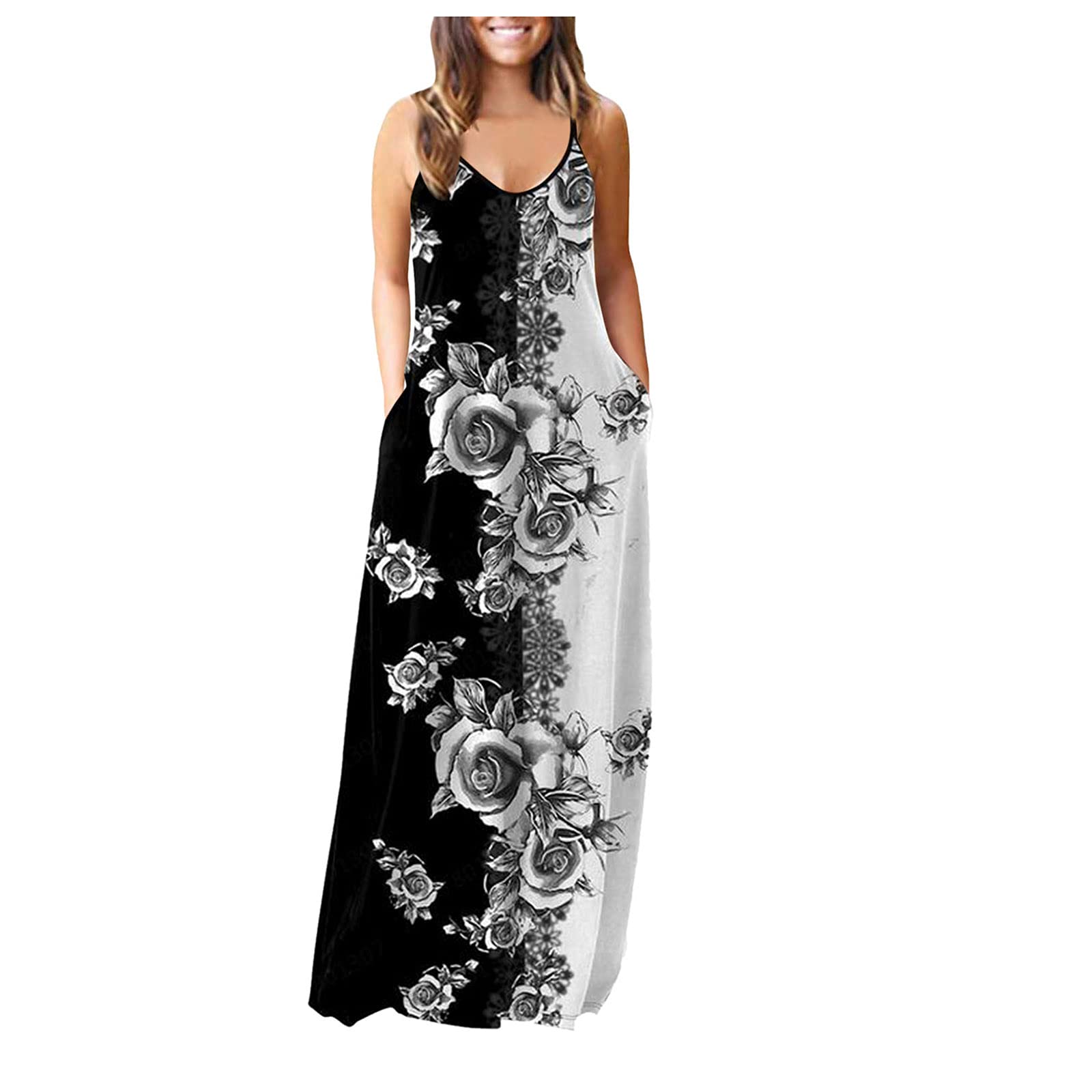 Elegant Long Maxi Dresses for Women - Sexy V-Neck Sleeveless Summer Sundress for Wedding Guest & Casual Wear | Perfect for Beach Vacations, Garden Parties & Date Nights