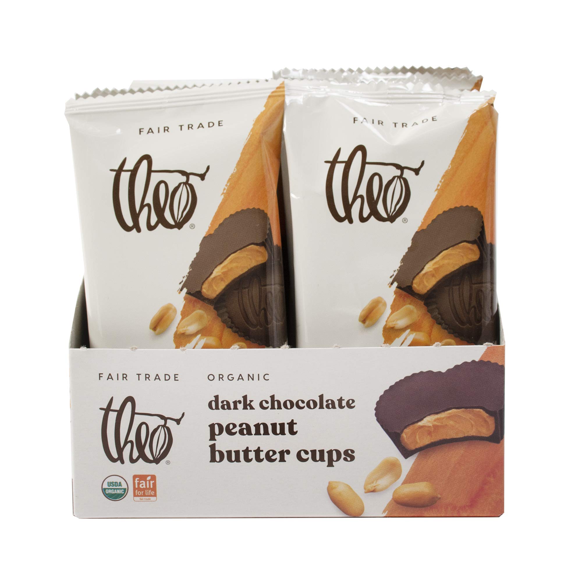 Organic Dark Chocolate Peanut Butter Cups by Theo Chocolate - 12 Pack | Gluten-Free, Vegan Treats for Gifts, Parties & Healthy Snacking