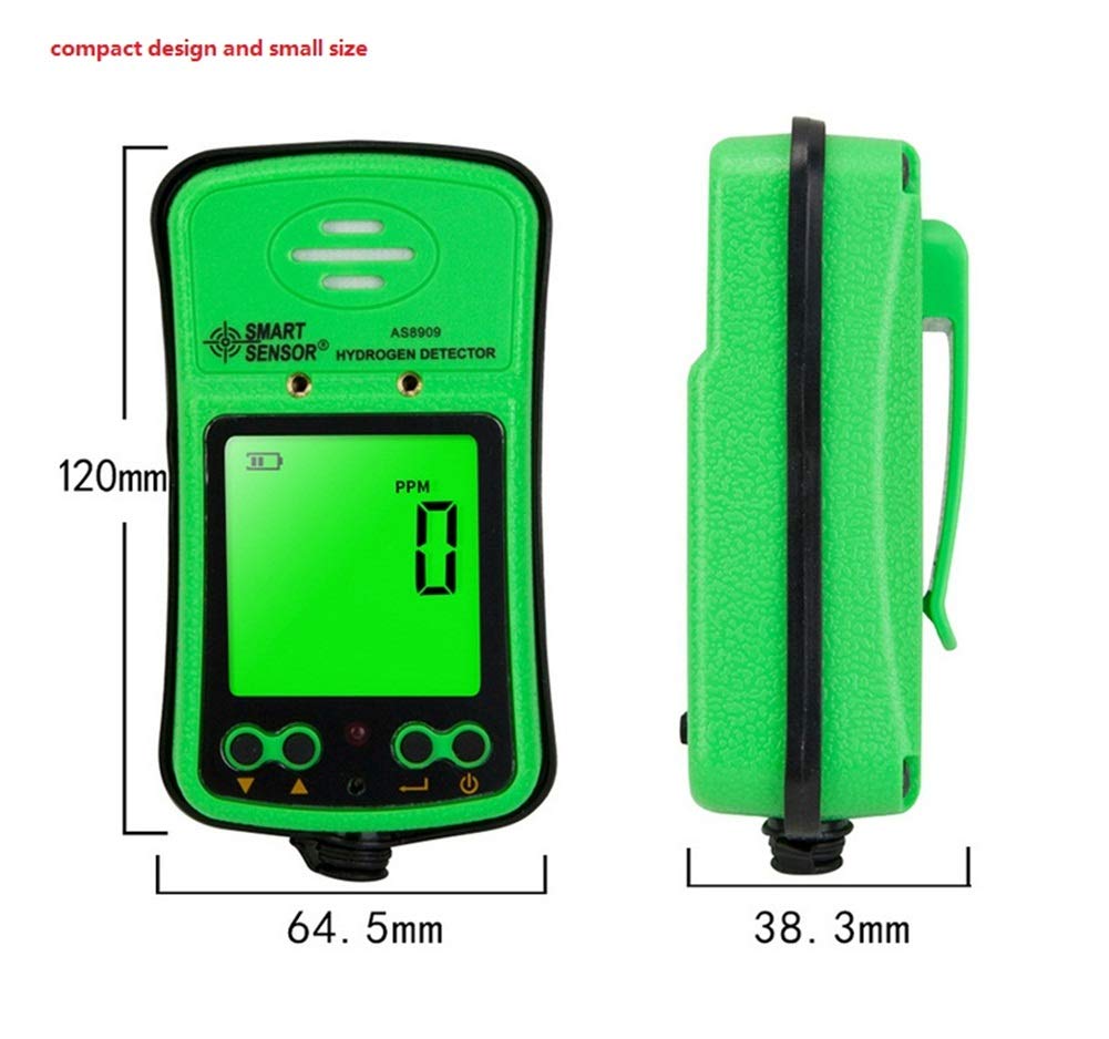 Portable H2 Gas Detector - 0-1000ppm LCD Digital Hydrogen Gas Monitor with Rechargeable Battery & Alarm - Handheld Hydrogen Meter Tester for Industrial Safety, Laboratory & Leak Detection