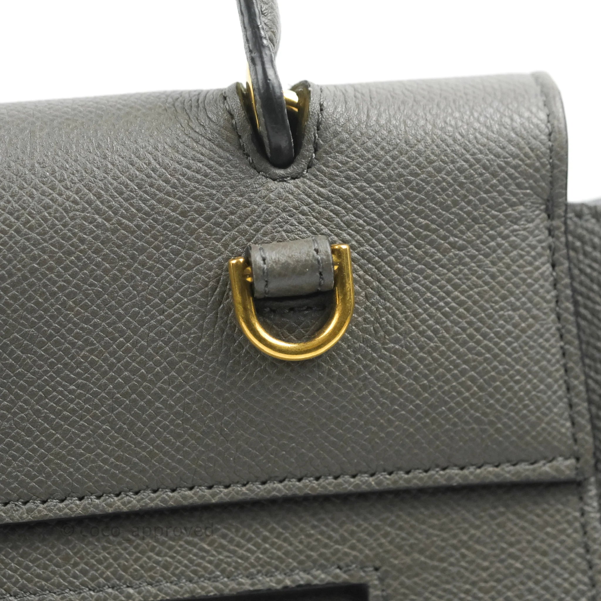 Celine Mini Belt Bag in Grey Grained Calfskin with Gold Hardware - Perfect for Everyday Use, Work & Travel