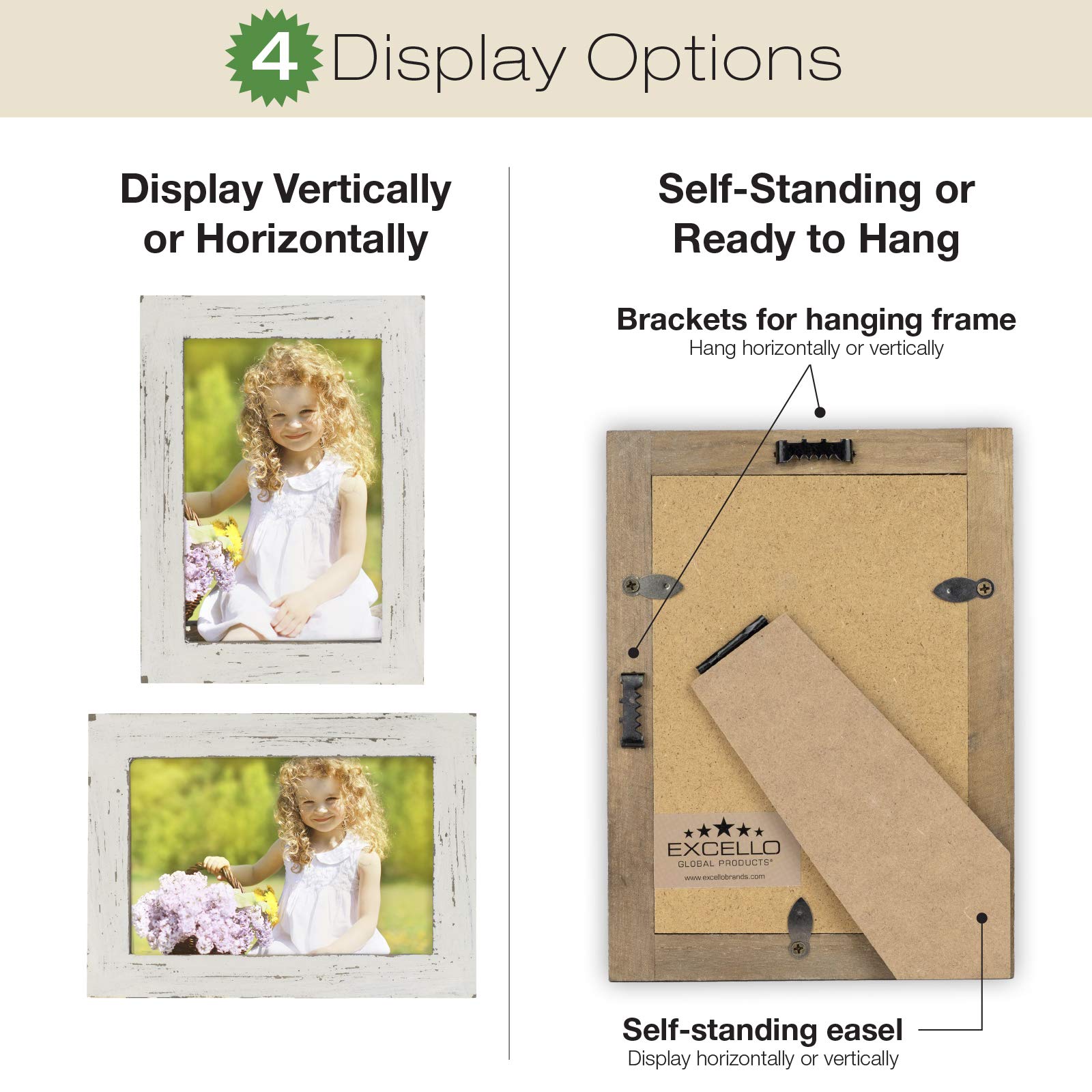 Rustic Torched Wood Picture Frames Set of 3 - 4x6 Inch Photo Frames for Wall or Tabletop Display - Shabby Chic, Driftwood, Barnwood, Farmhouse Style - Reclaimed Wood White Frame for Home Decor, Living Room, Bedroom, Office