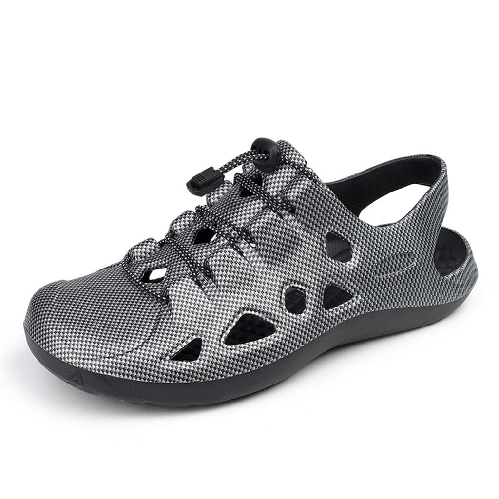 **Men's Summer Sandals - Elastic Band Beach Walking Shoes for Water Sports & Outdoor Activities - Breathable Casual Footwear (Silver, Size 45) - Perfect for Beach Vacations, Poolside Lounging & Travel Adventures**