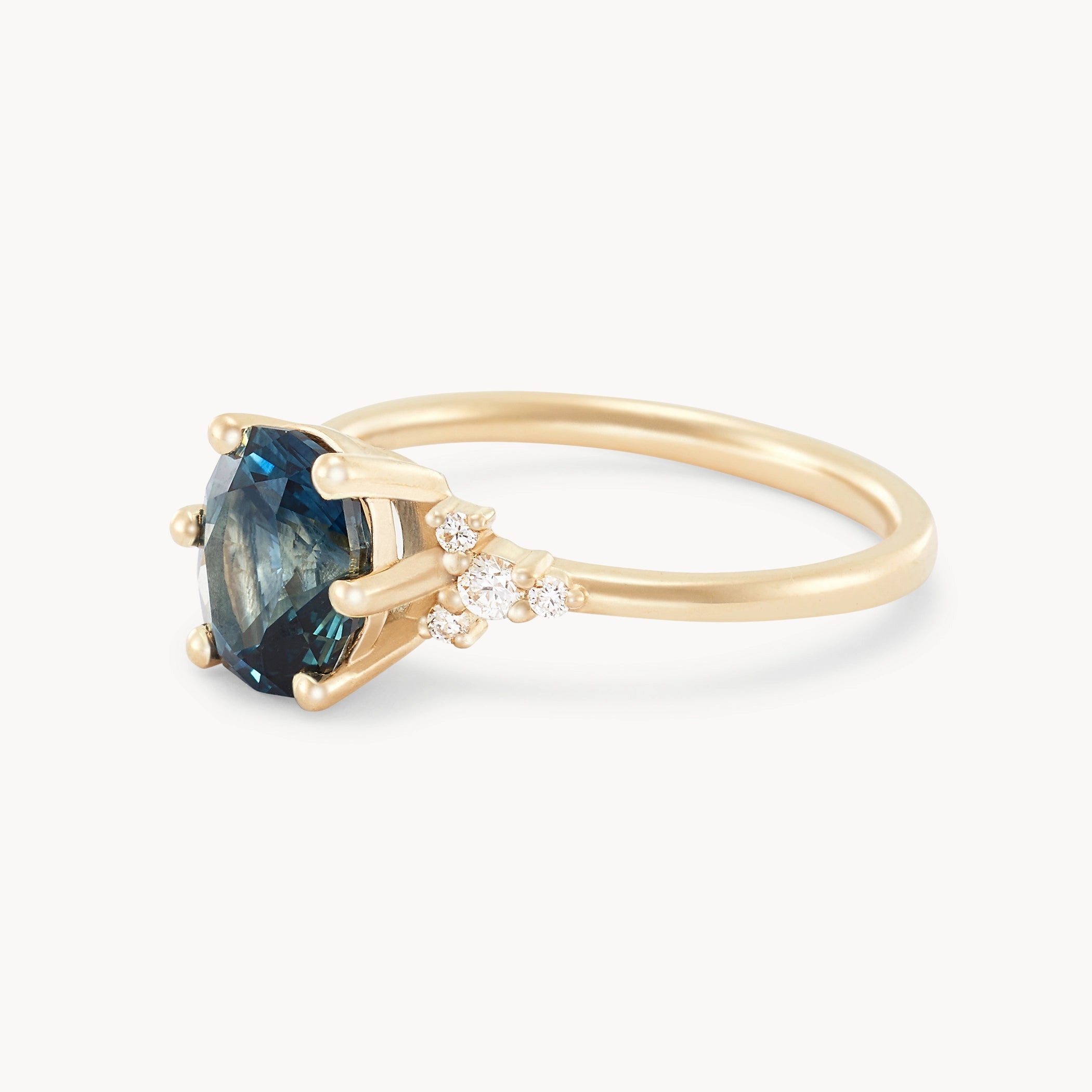 14K Yellow Gold Blue Sapphire Ring - Unique Midnight Garden Design for Women | Elegant Jewelry Gift for Birthday, Anniversary & Special Occasions