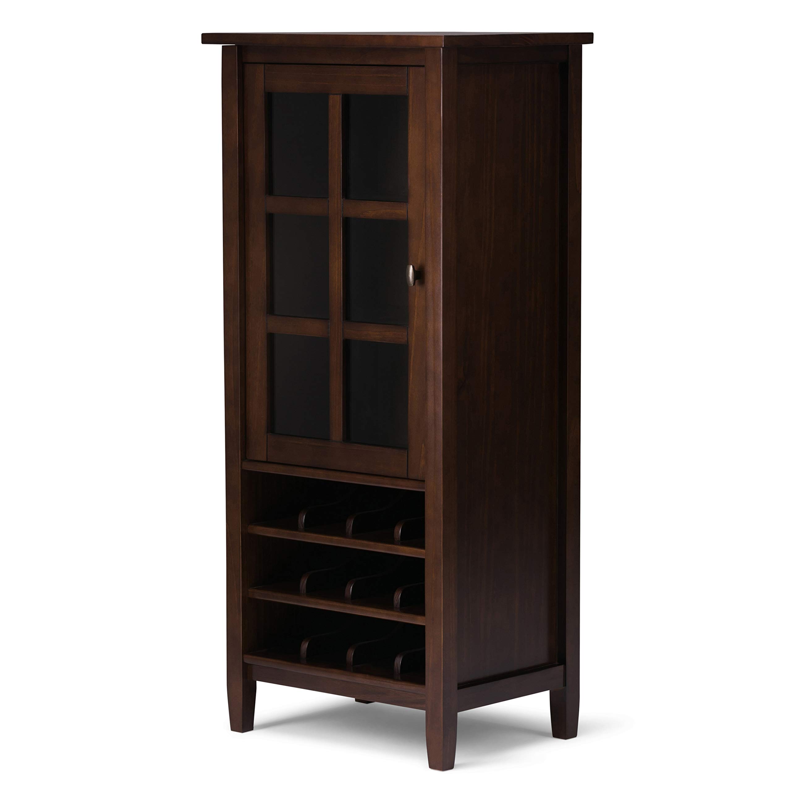 SIMPLIHOME 23 Inch Solid Wood Transitional Wine Rack - High Capacity Storage in Warm Tobacco Brown | Perfect for Living Room, Dining Room & Kitchen Decor | Ideal for Wine Bottle Organization & Stylish Home Display