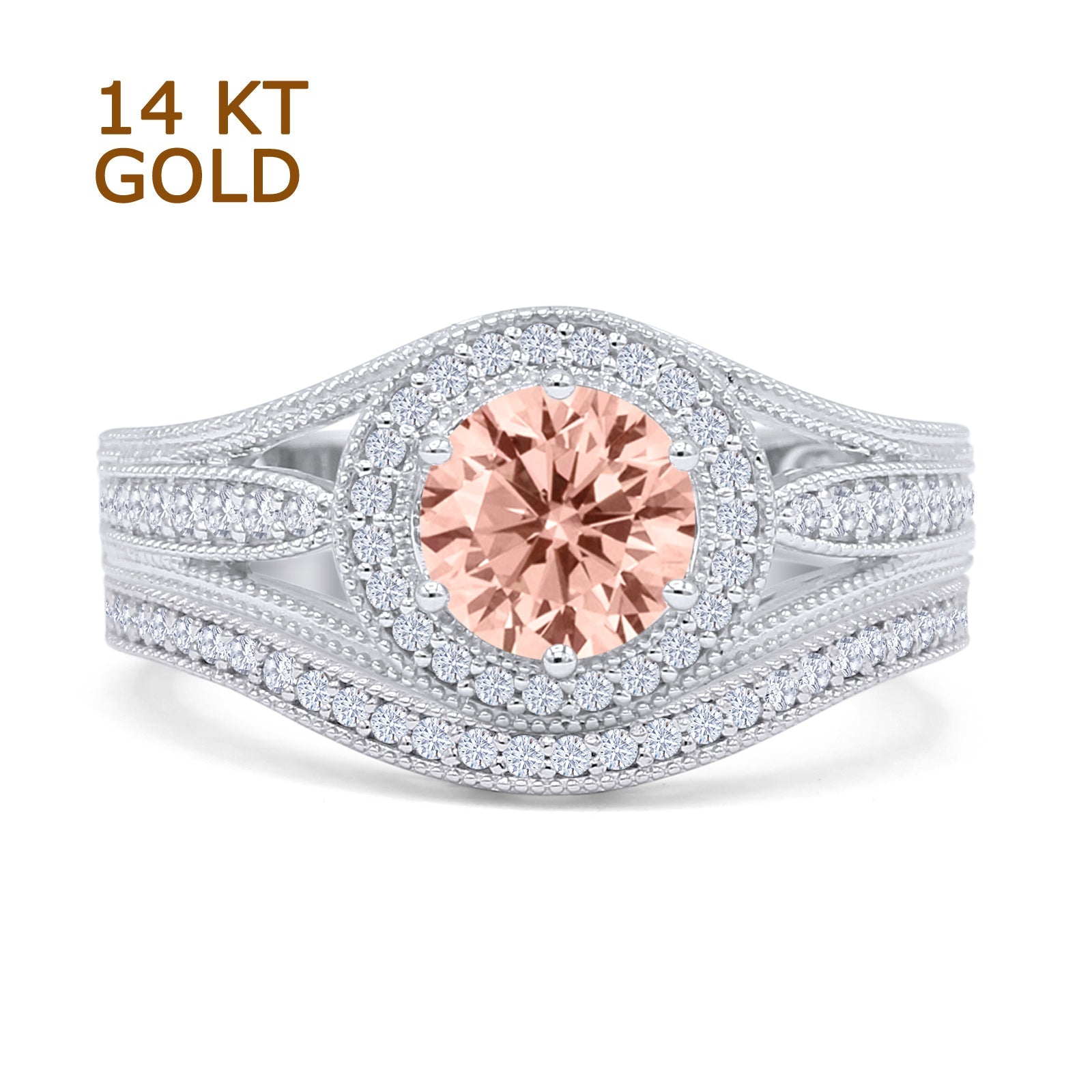 Morganite CZ 14K White Gold