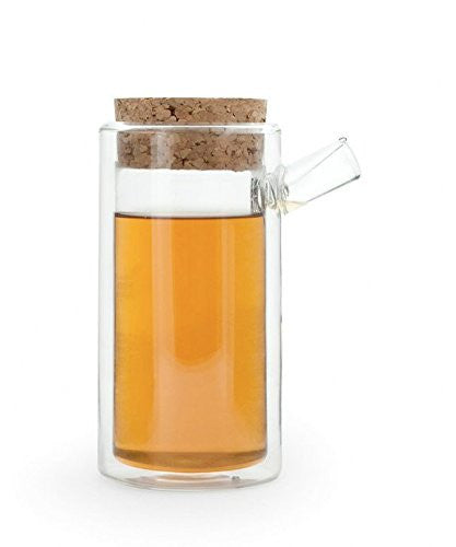 Kikkerland Ora Double Walled Glass Teapot - 18oz Insulated Tea Pot with Stainless Steel Lid, Perfect for Loose Leaf Tea, Herbal Infusions & Iced Tea Brewing - Ideal for Home, Office & Gift Giving
