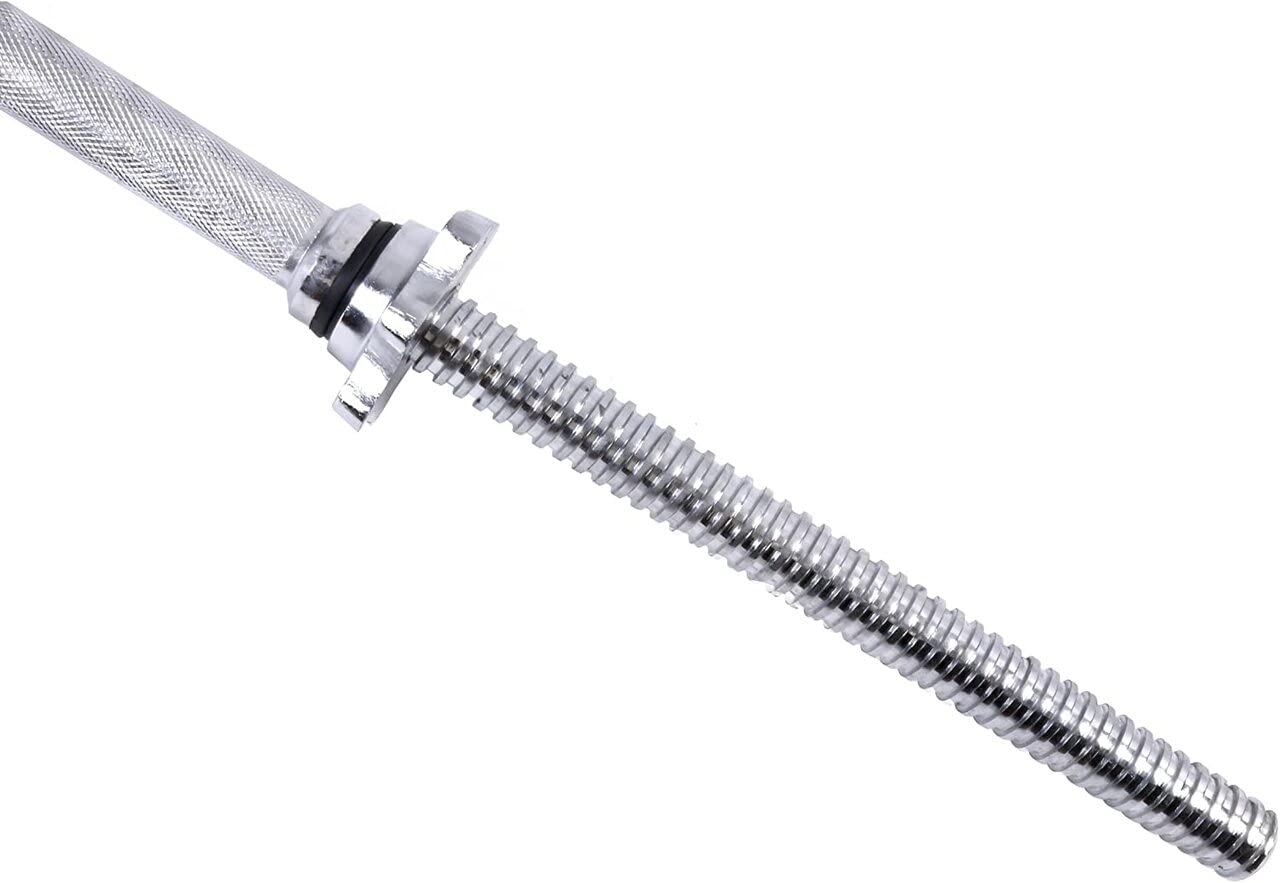 WF Athletic Supply Adjustable Dumbbells Barbell Weight Set - 1-Inch Threaded Chrome Knurled EZ Curl & Straight Bar Handle for Strength Training | Home Gym Equipment | Weight Lifting Gear with Gray Grip Plates | Perfect for Home Workouts, Muscle Building & Fitness Training