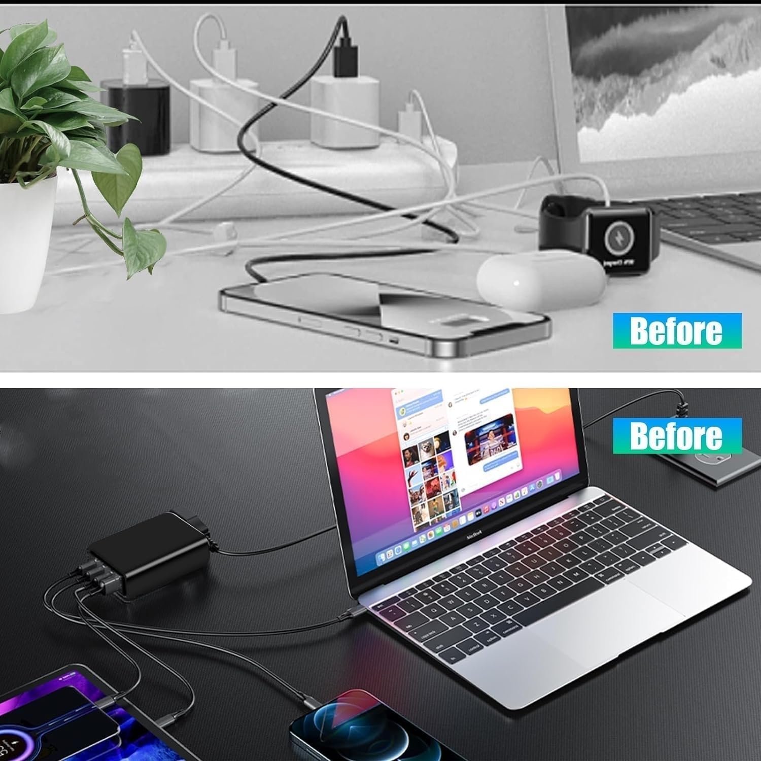 160W GaN Fast Charger with 6 Ports, Compact Foldable USB C PD Charging Station for MacBook Pro/Air, iPad Pro, iPhone 15/14/13, Galaxy Note20/S22, Pixel - Perfect for Travel, Office & Home Use