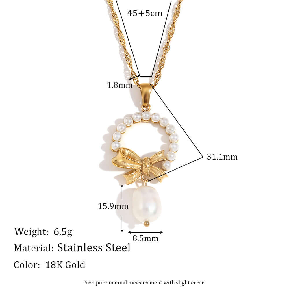 Elegant Pearl Bow Pendant Necklace for Women - Dainty Jewelry Gift for Her | Perfect for Weddings, Parties & Special Occasions | N3307