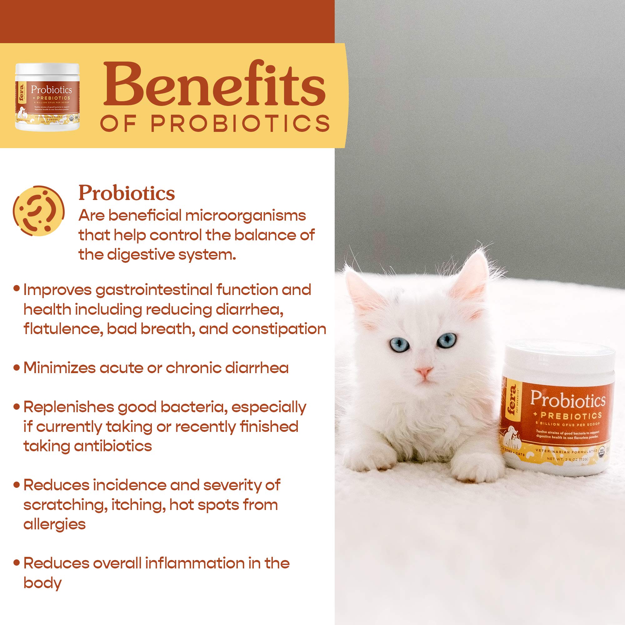Fera Pet Organics Health Essentials Supplement Bundle for Dogs and Cats - Omega 3 Fish Oil with EPA & DHA (8oz), Organic Probiotics with Prebiotics (60 Scoops), Hip & Joint Soft Chews (90 Count) - Supports Digestive Health, Skin & Coat, Joint Mobility - Perfect for Daily Pet Wellness Routine