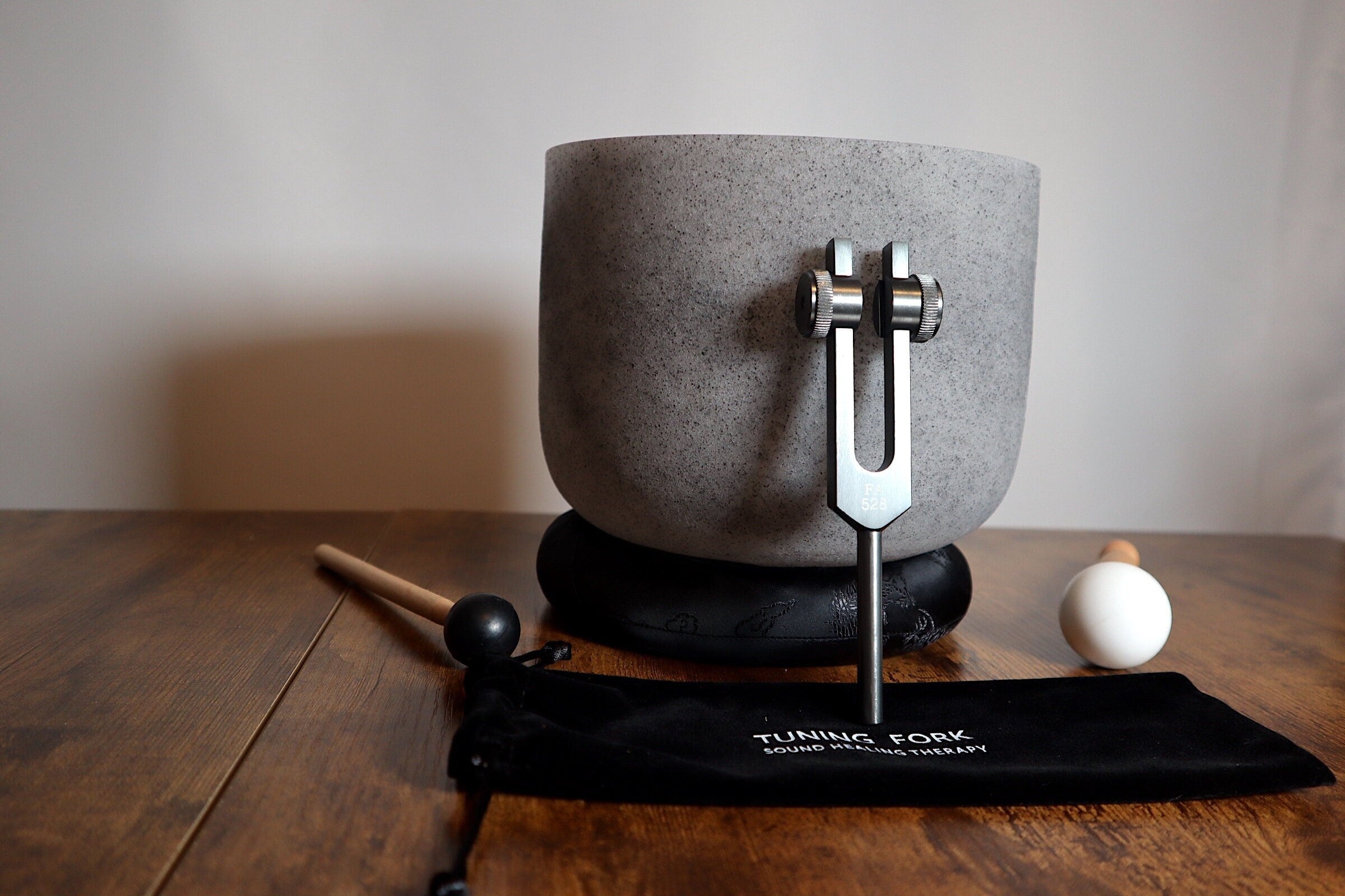 Obsidian Infused 8 Gemstone Bowl with Tuning Fork Set - Includes Black Cushion & Carry Case for Root Chakra Healing | Biofield Therapy & Sound Vibration Meditation Tool for Yoga, Reiki, and Energy Balancing