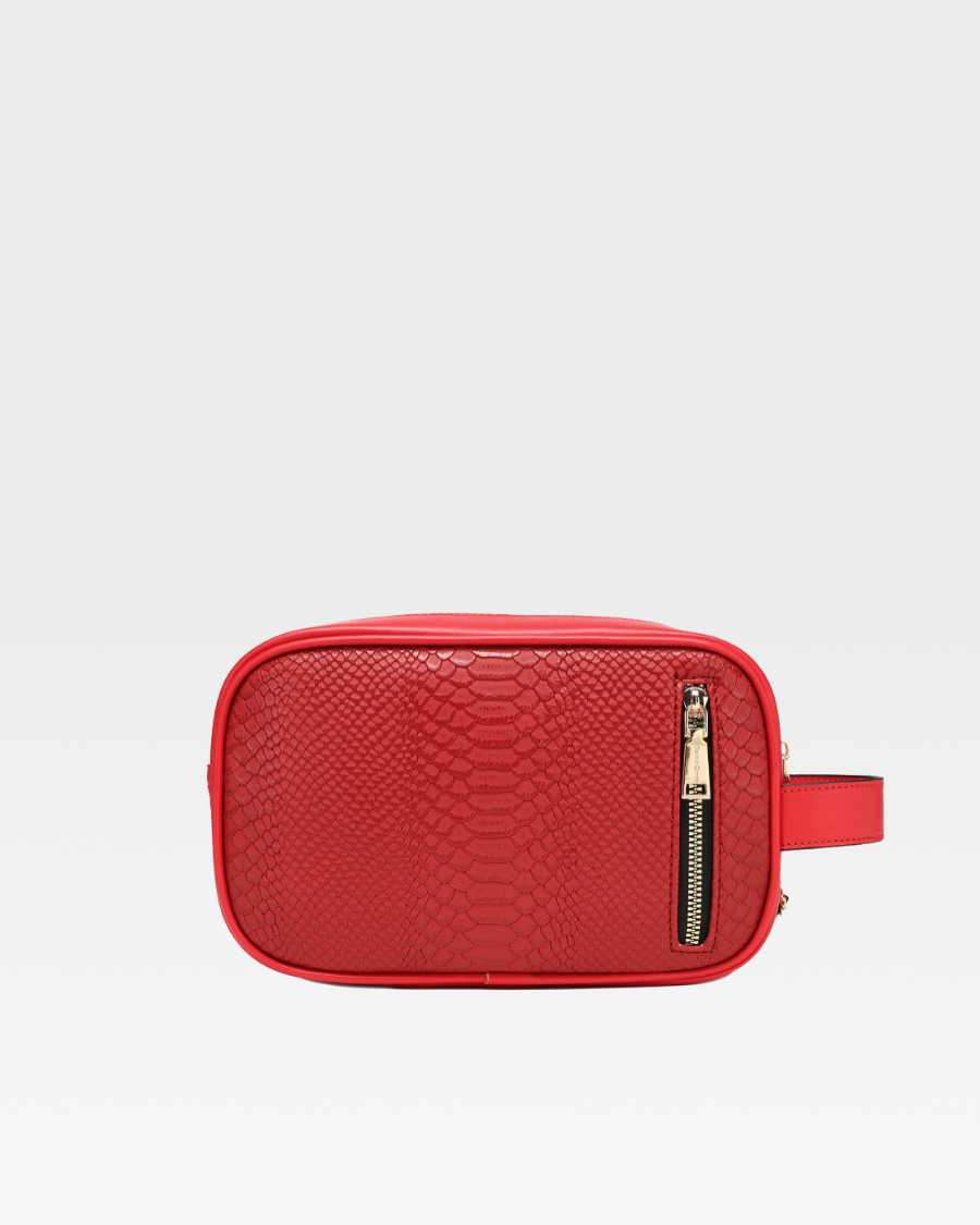 **Apollo 1 Waterproof Travel Toiletry Bag for Men & Women - Red Cosmetic Organizer for Bathroom, Gym, Camping & Air Travel**
