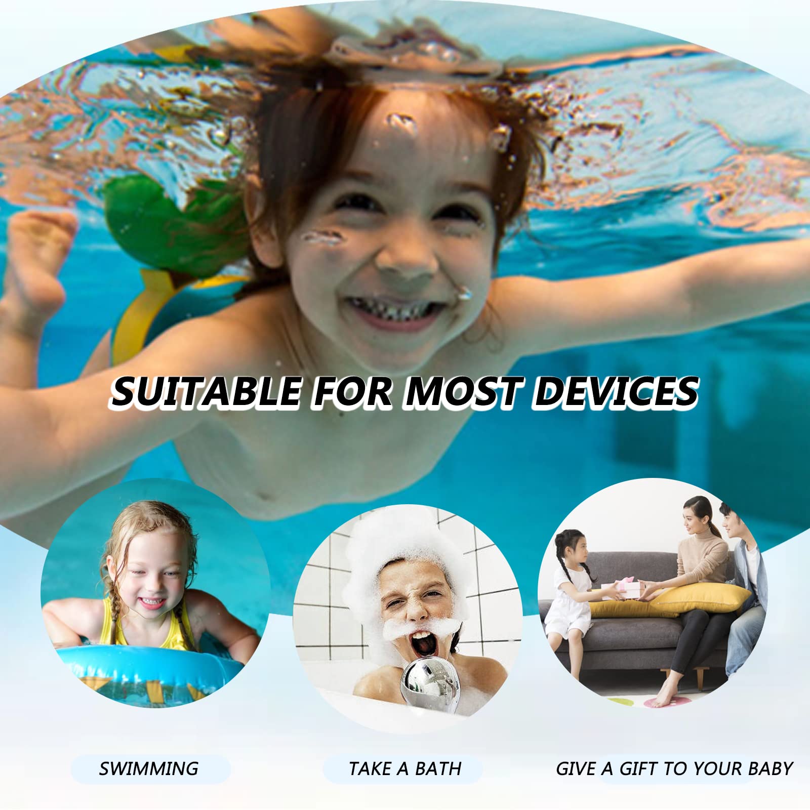 3 Pack Waterproof Swim Caps for Kids - Cartoon Design Bathing Caps for Girls & Boys with Long or Short Hair - Ideal for Swimming Lessons, Pool Parties & Beach Activities