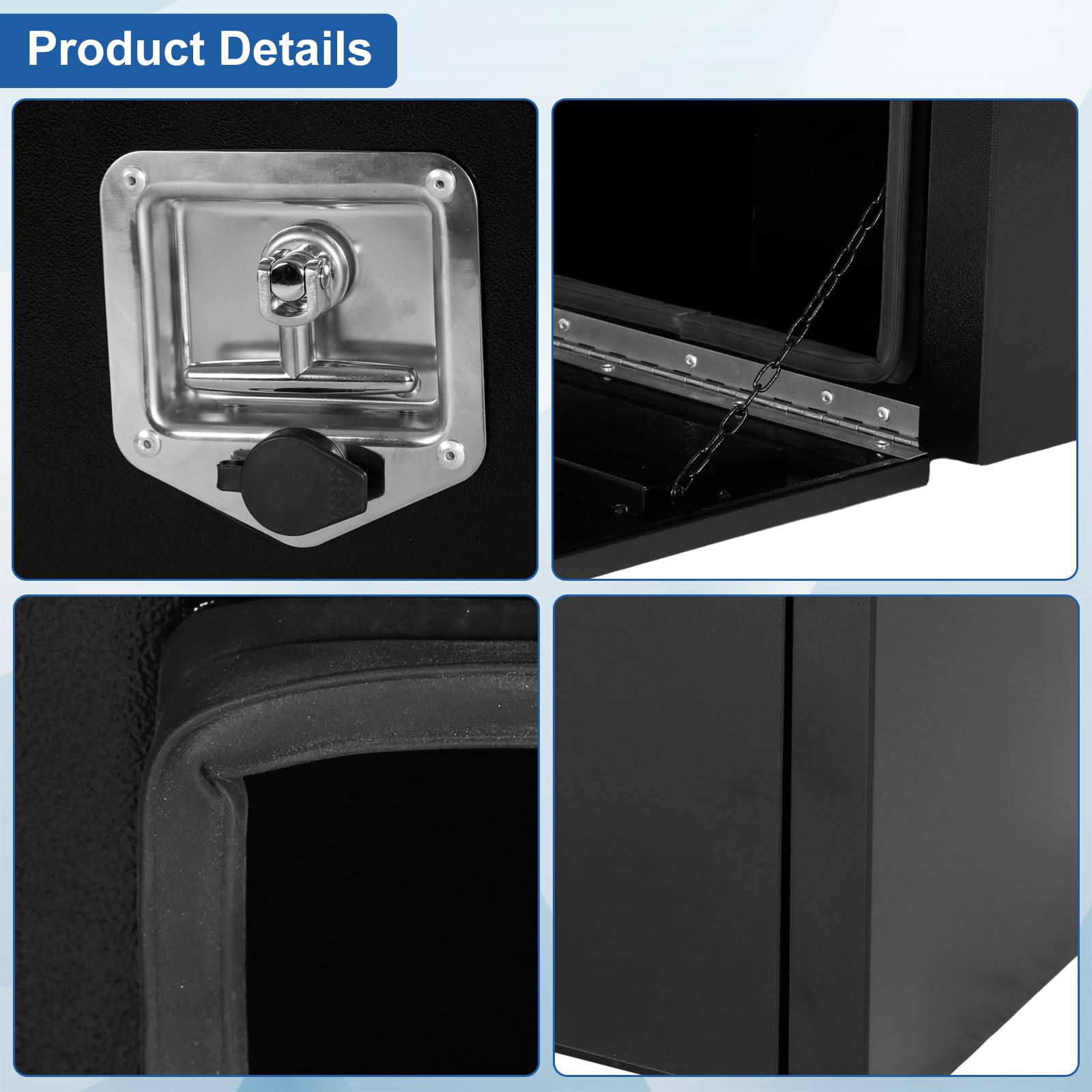 Heavy Duty Black Steel Underbody Truck Tool Box with T-Handle Lock - 18