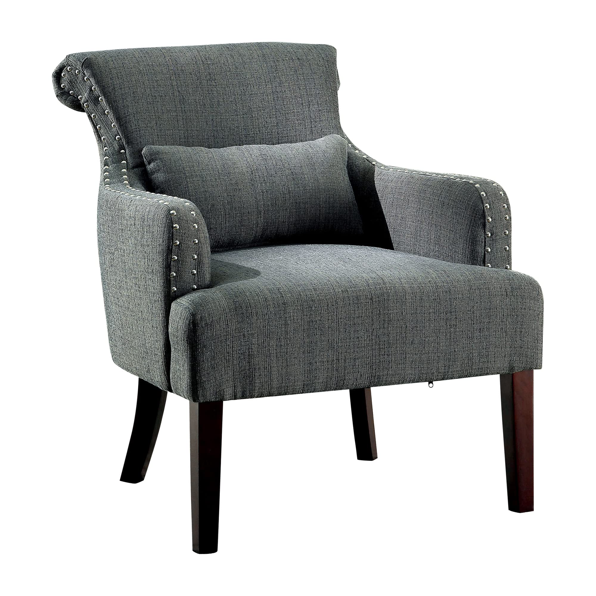 Furniture of America Venize Contemporary Accent Chair in Gray - Modern Living Room Seating for Home Office & Lounge Decor