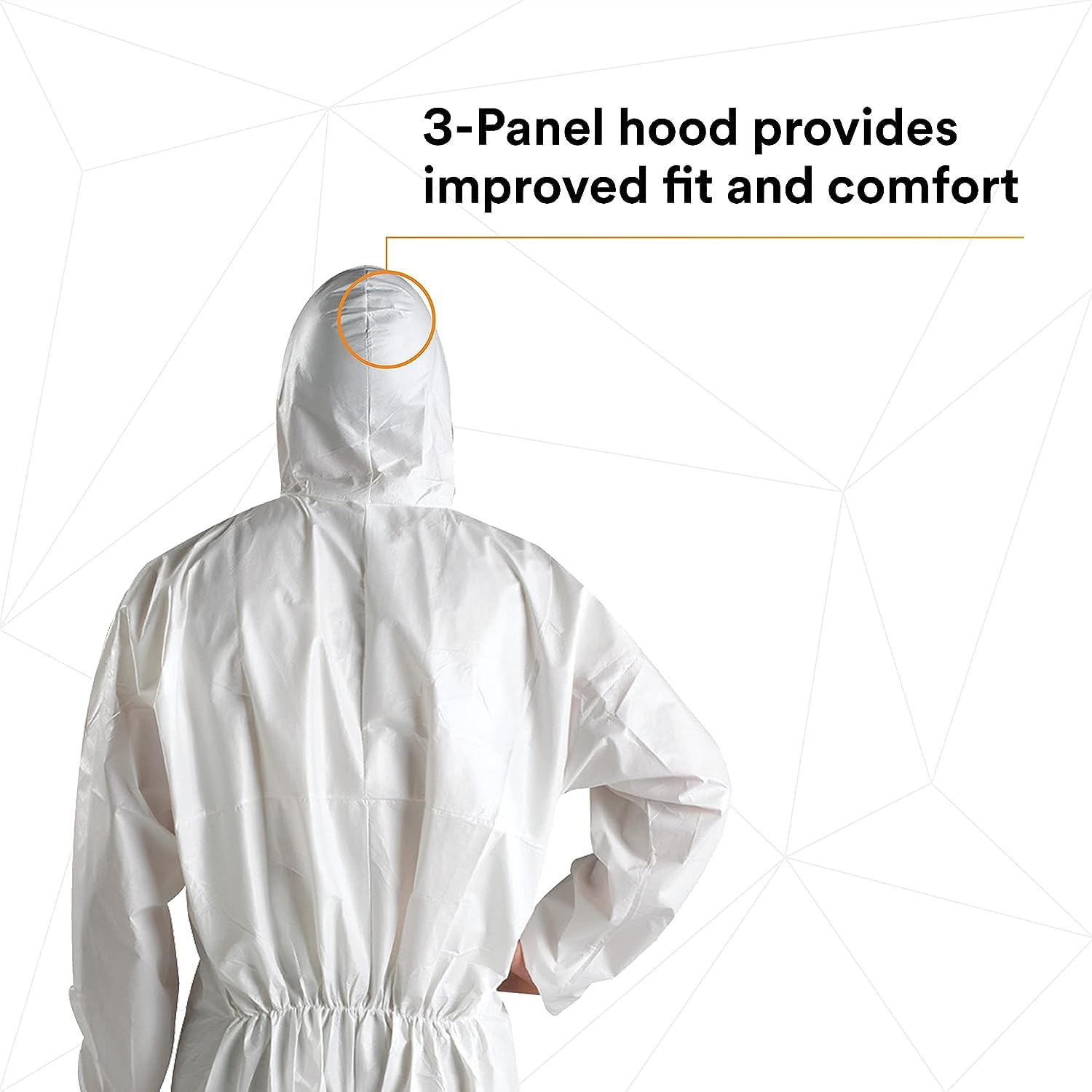 3M Disposable Protective Coverall - Pack of 20 White Hooded Coveralls with Elastic Cuffs & Two-Way Zipper | Antistatic, Paint & Coating Protection, Food Safe | Medium Size 4510-M | Ideal for Painting, Construction, Food Processing & Industrial Safety Work
