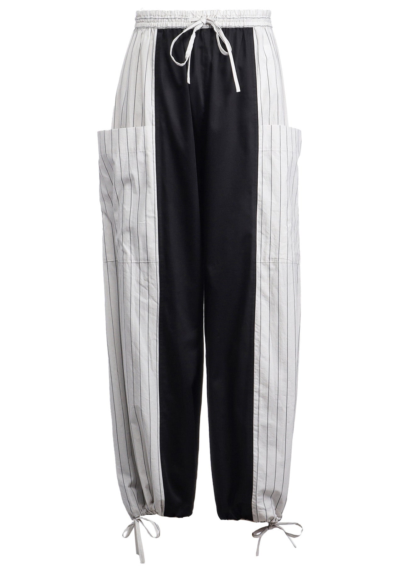 **Cotton Satin Stripe Switching Pants for Women - Comfortable Lounge & Sleep Pants (Medium) - Perfect for Relaxing at Home, Yoga, and Travel**