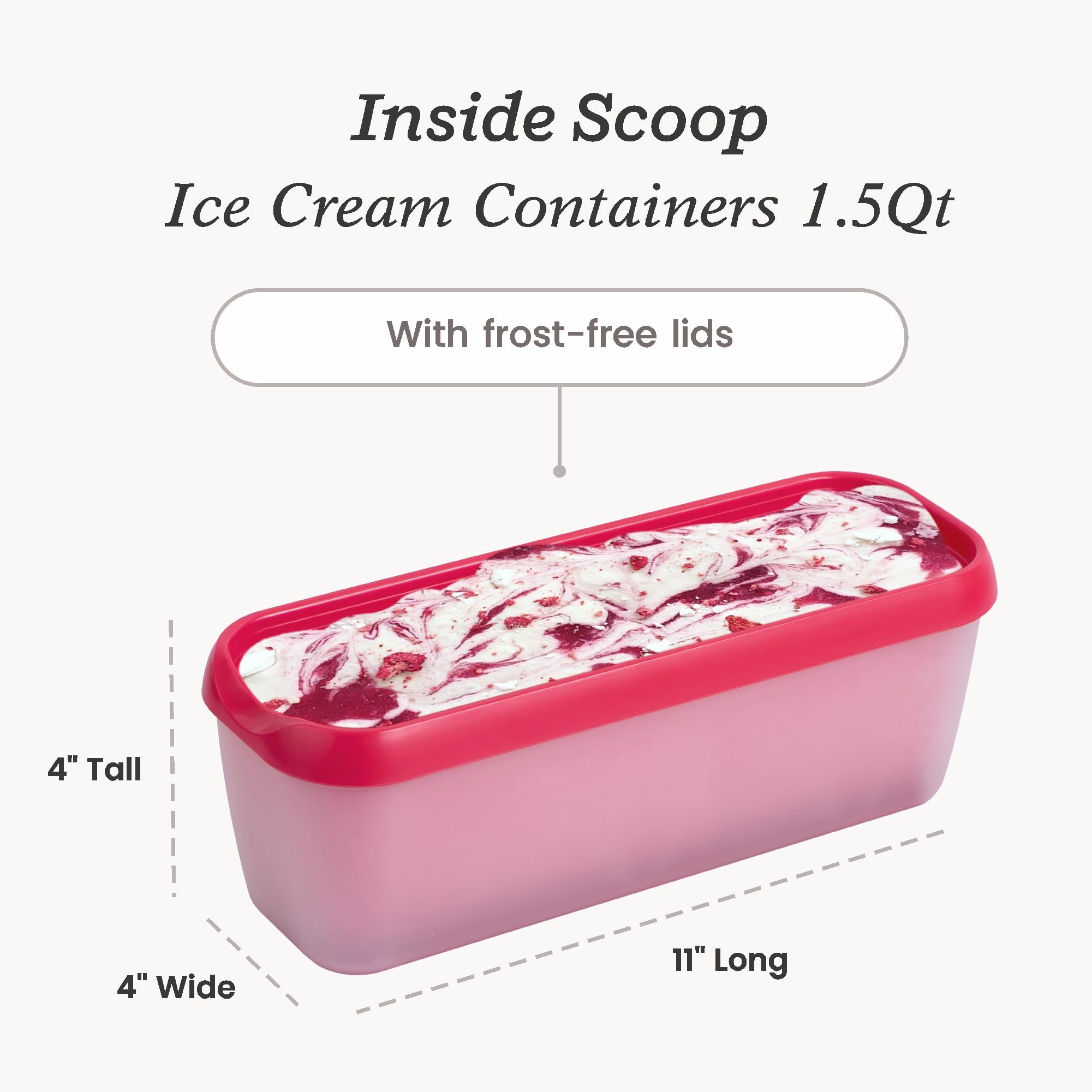 Starpack 1.5 Quart Ice Cream Storage Containers (2-Pack) - Freezer-Safe Leakproof Containers with Silicone Lids for Homemade Ice Cream, Gelato, Sorbet - Reusable Dessert Storage for Parties, Picnics & Meal Prep