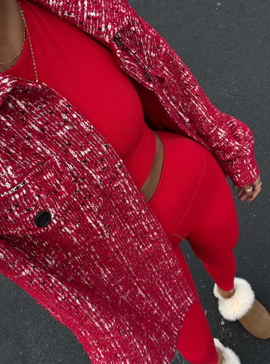 Beach Riot Women's High Waisted Piper Leggings - Merry Red Waffle Texture Yoga Pants for Workout, Lounge & Beach Cover-Up