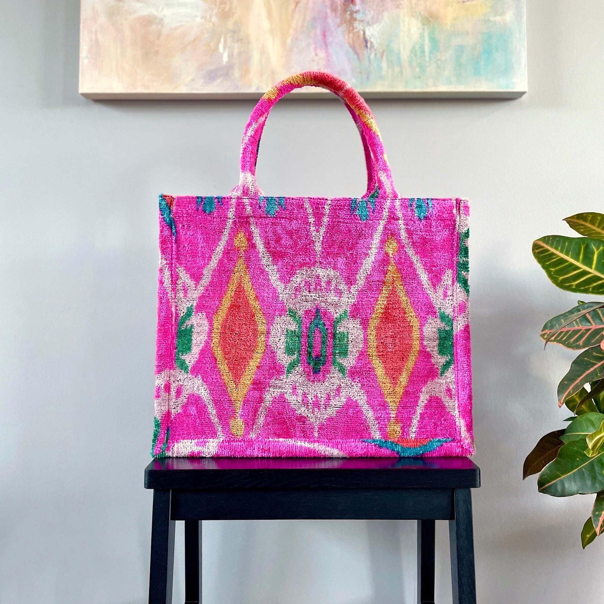 Stylish Ikat Tote Bag - Lightweight & Durable Beach Bag for Women - Perfect for Shopping, Travel & Beach Day Essentials | Amalfi Inspired Design
