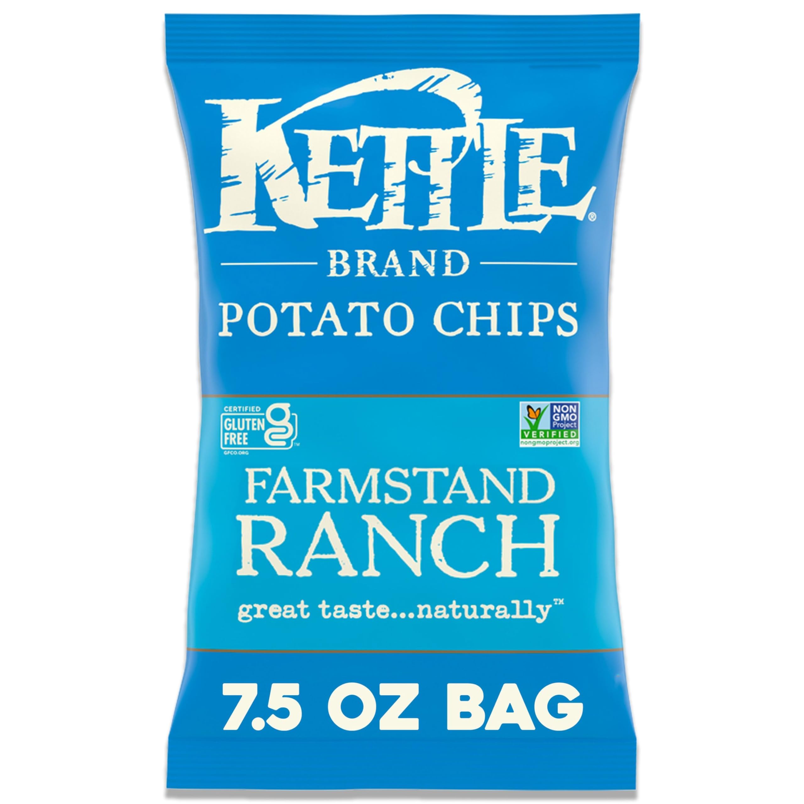 Kettle Brand Farmstand Ranch Kettle Cooked Potato Chips - 7.5 Oz Bag | Crunchy Snack for Parties, Picnics & Movie Nights